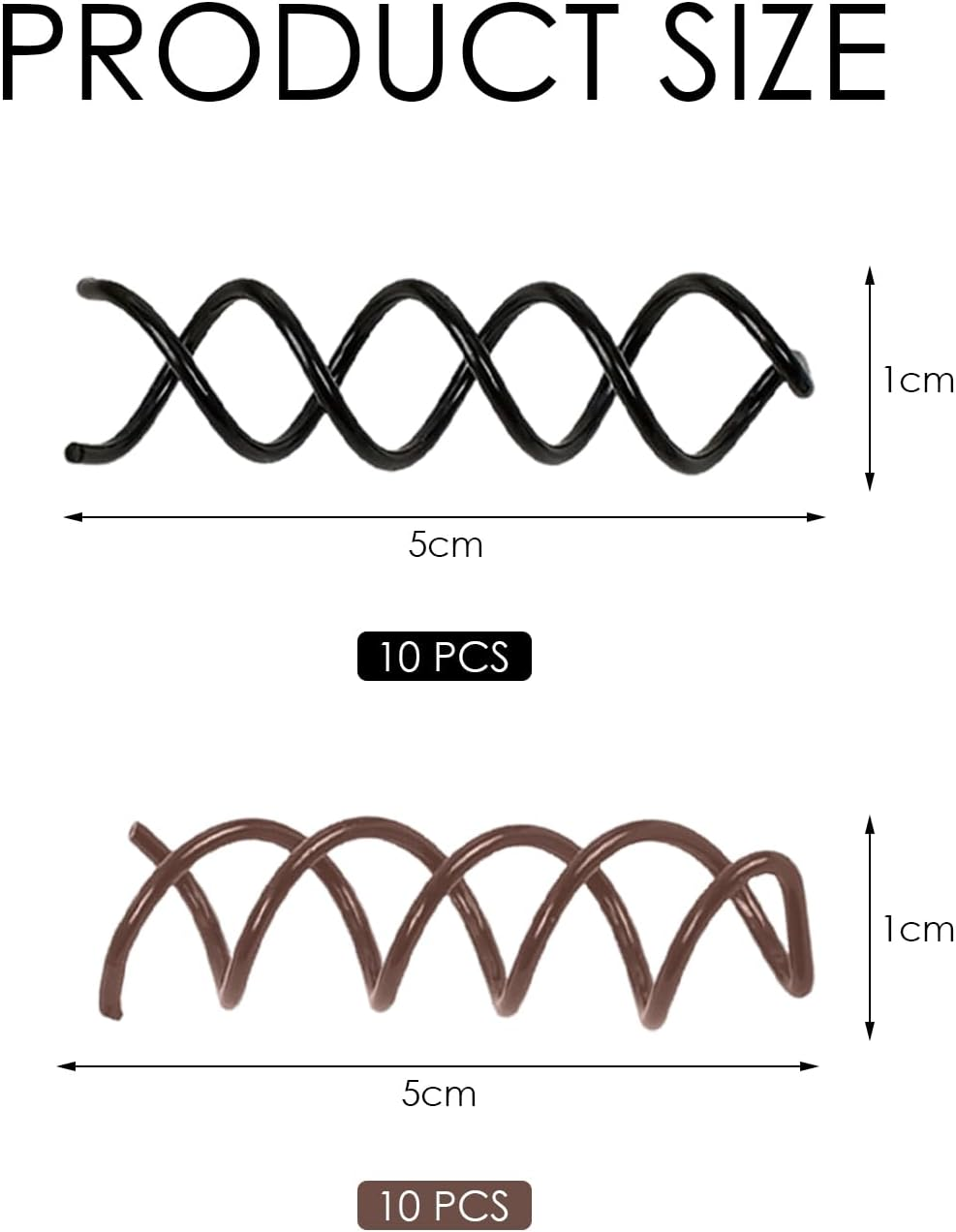 20 Spiral Hair Pins, Simple Rotary Hair Pins, Hair Fixing Tools, DIY Hairstyle Accessories (Black, Brown) image number 4