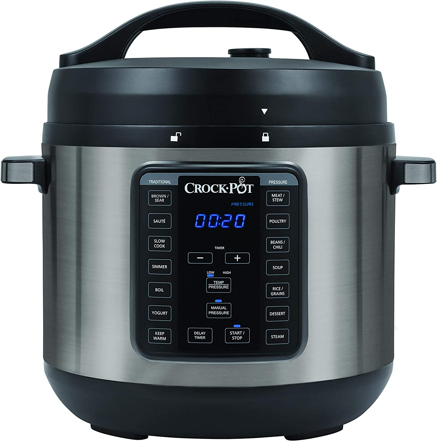 Crock-Pot Express Crock XL Multi Cooker | Slow Cooker, Saut&eacute;, Pressure Cooker, Rice Cooker & Food Steamer | 7.6L (10-12 People) | Removable Non-Stick Bowl | Stainless Steel | CPE300 image number 1