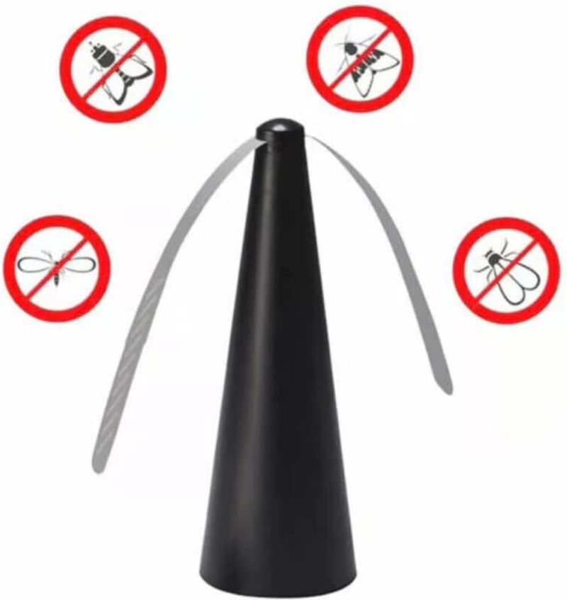 1Pc（Black） Automatic Fly Trap Repellent Fan Keep Flies Bugs Away from Your Food #T - Gold image number 5