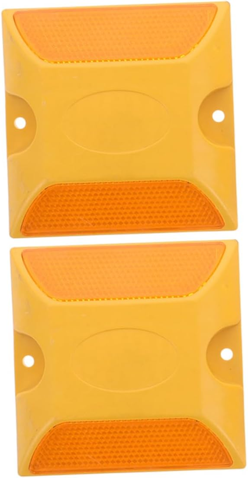 Abaodam 2Pcs Double-Sided Reflective Pavement Road Studs High Visibility Street Reflectors for Night Safety Traffic Markers Plastic Yellow Road Studs image number 4