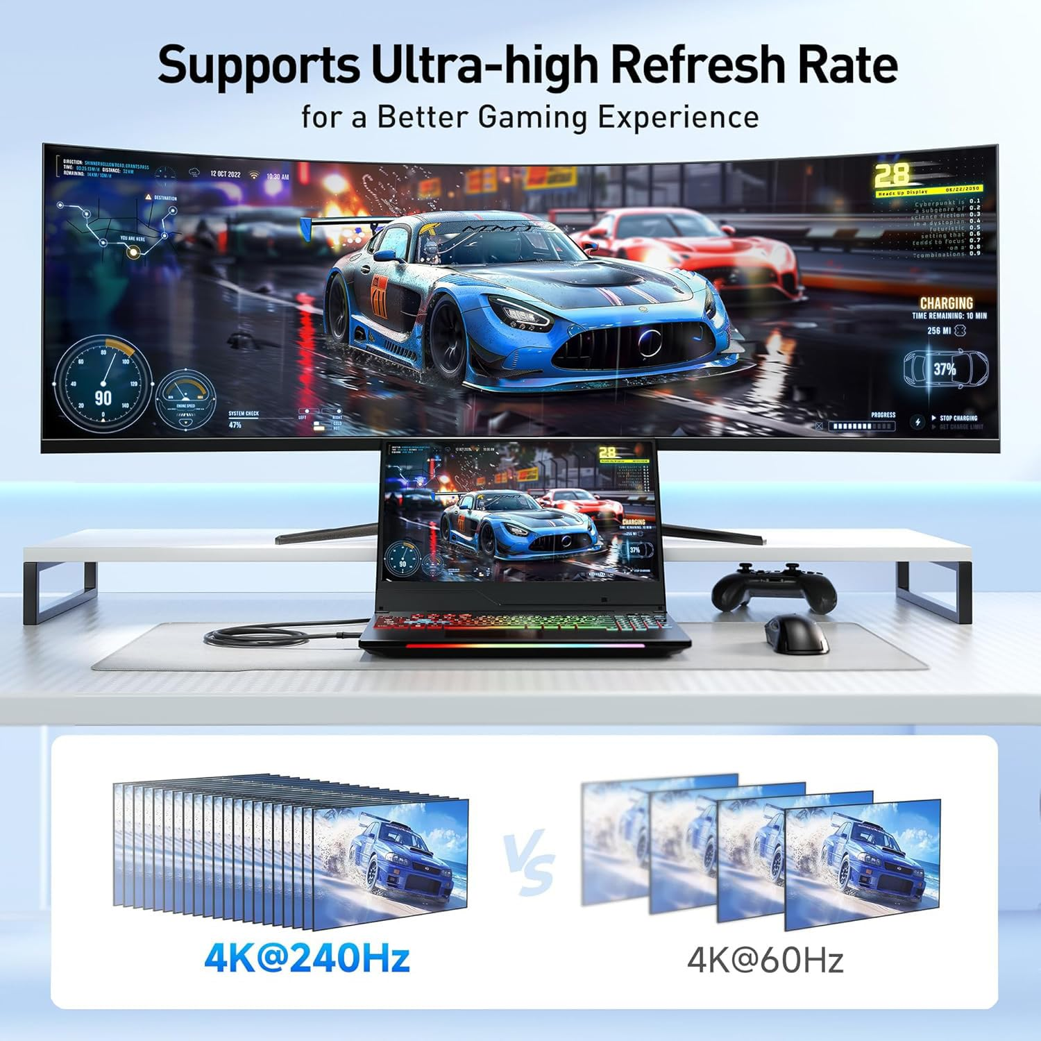 Cable Matters Unidirectional 8K USB C to Displayport Cable - 1.8M, 8K@60Hz / 4K@240Hz / DP 1.4, Thunderbolt 4 to DP 1.4 Cable, Display Port to USB C, Black - Not for Portable USBC Monitor