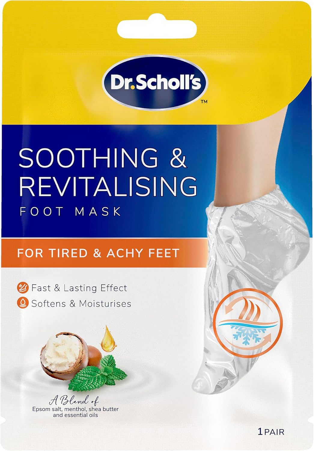 Dr. Scholl'S Soothing and Revitalising Foot Mask for Tired, Achy Feet - Helps Your Feet Feel Relaxed, Moisturising Socks, Softens with Epsom Salt, Menthol, Shea Butter and Lavender image number 1