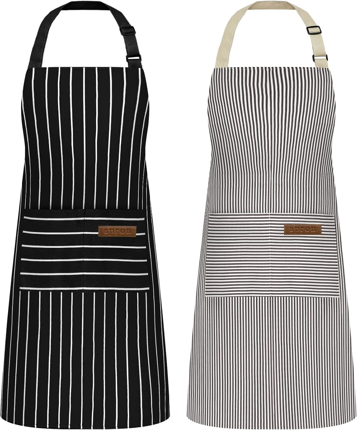 Riqiaqia 2Pack Aprons for Women Men with Pockets