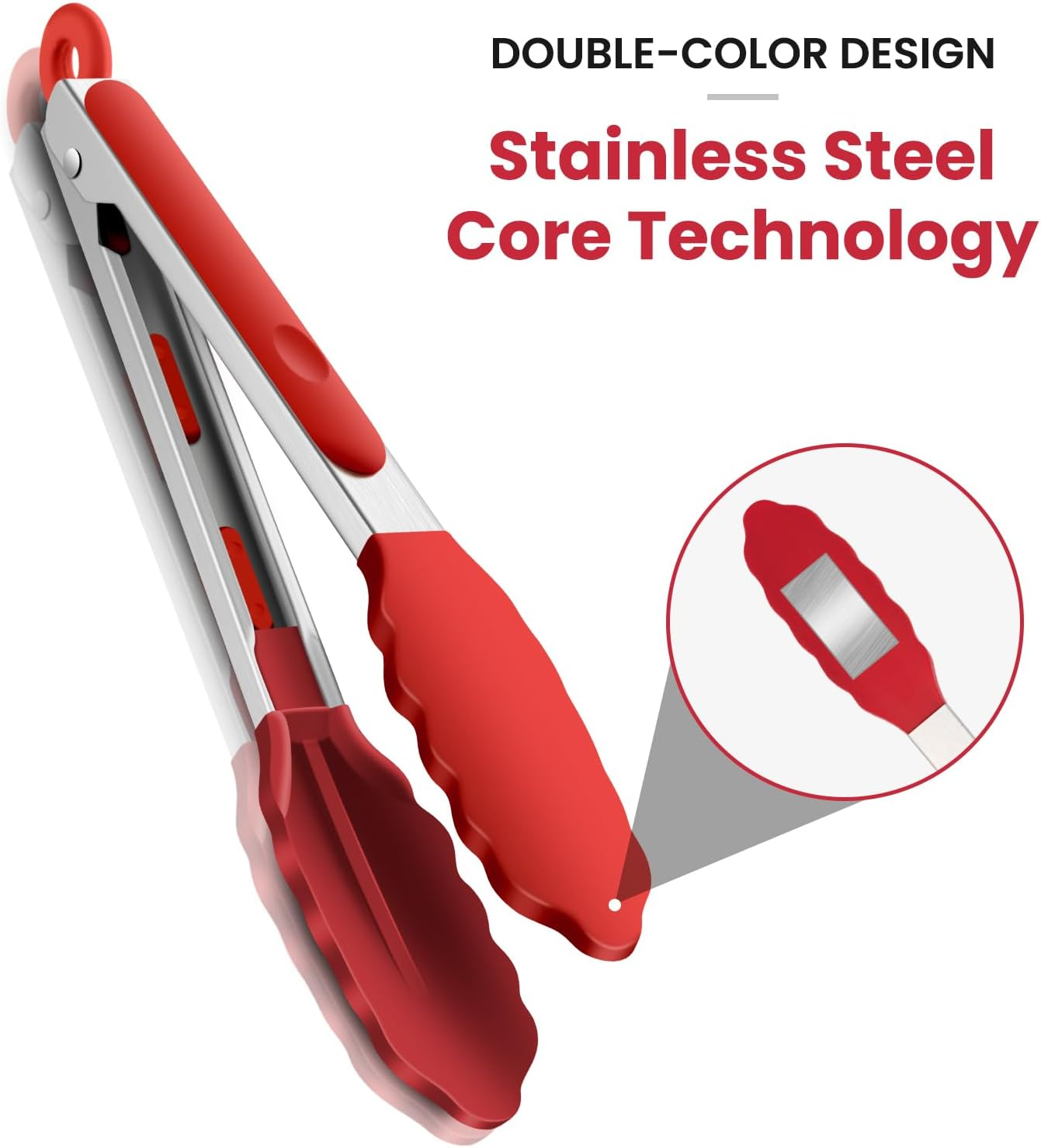 3 Pack Silicone Tongs for Cooking,Maywe Tanso 9 Inch Cooking Kitchen Tongs with Silicone Tips,Nonstick Stainless Steel Tongs for Steak Pie Pizza Pasta Spaghetti Salad BBQ Buffet image number 5