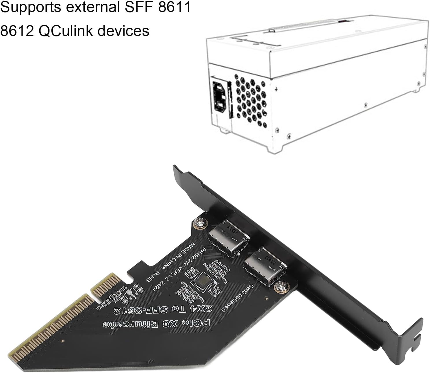 Pcie X8 to Oculink Card, 8 Lane 128 Gt/S Interface, Plug and Play, Bootable Device, Supports Pcie 4.0, 8.1, 10, 11, Server 2019, Linux 5.11 image number 4