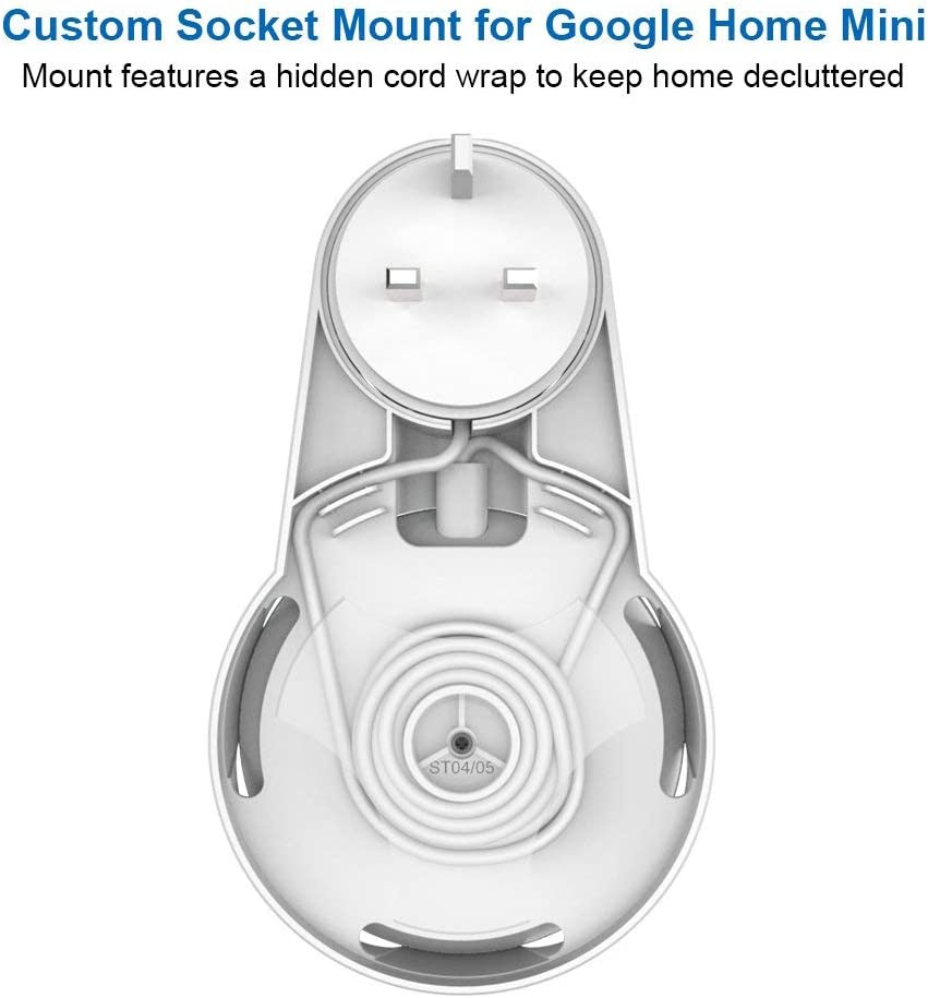 SPORTLINK Outlet Wall Mount Stand Hanger [AUS Plug] for Google Home Mini, Nest Mini 2Nd Gen - Compact Wall Holder Plug in Kitchen Bathroom Bedroom, Hides the Google Home Nest Mini Cord (White) image number 5