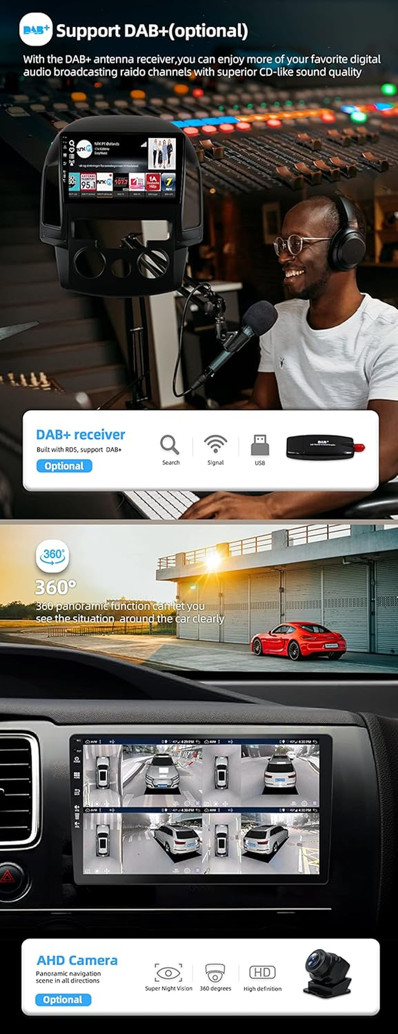 [6G+128G] - Android 14 IPS Car Stereo for Hyundai I30 (2006-2011) - Wireless Carplay/Android Auto - Camera & MIC - 9 Inch 2 Din - DSP Steering Wheel Dual Band Wifi DAB Fast-Boot 360-CAM image number 1