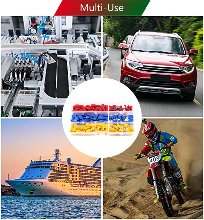 RINGSUN 150Pcs Electrical Connectors, Insulated Spade Crimp Connectors, Assorted Lug Kit, Solderless Butt Electrical Wire Connectors, Terminals AWG 22-16 16-14 12-10 image number 5