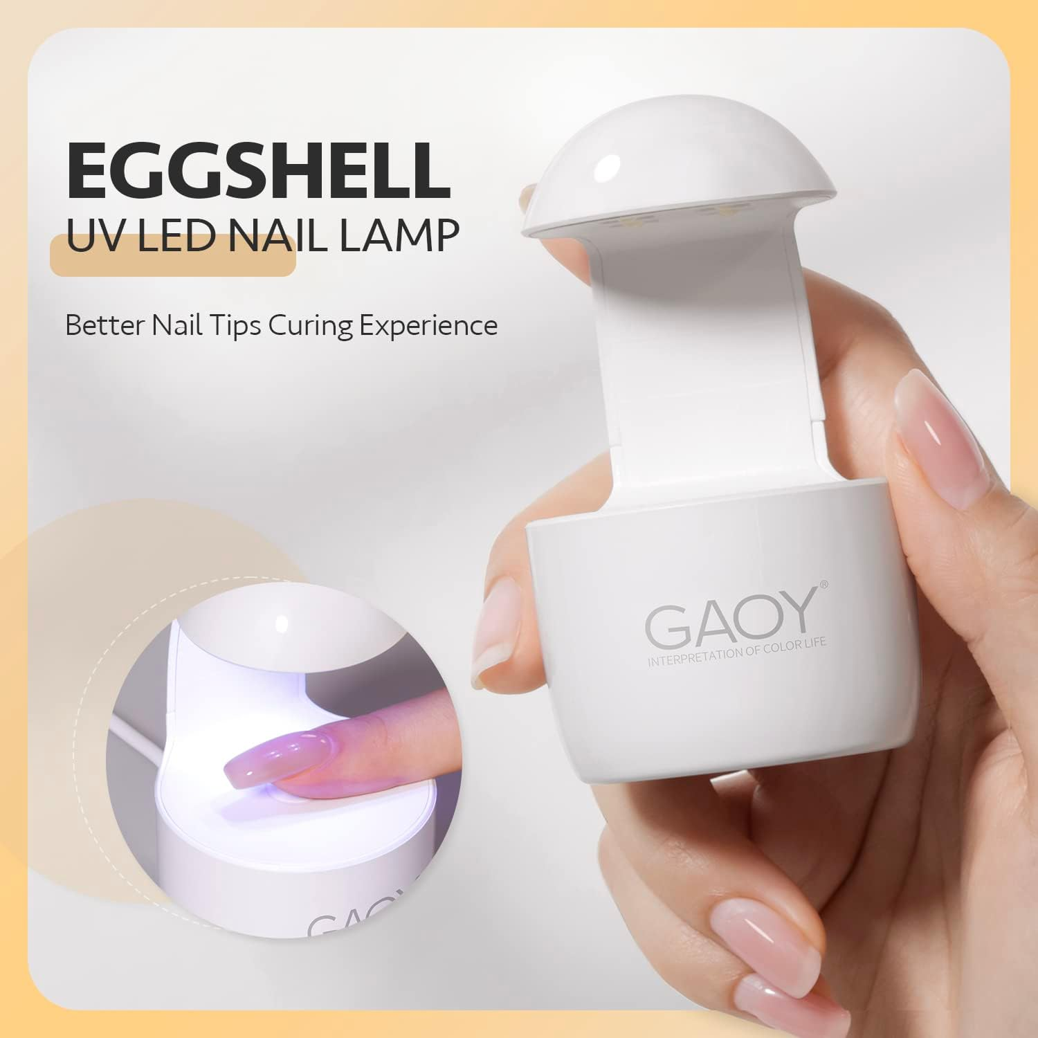 GAOY Mini UV Light for Gel Nails, Small Curing Light, Eggshell LED Nail Lamp, Fast Curing, White image number 2