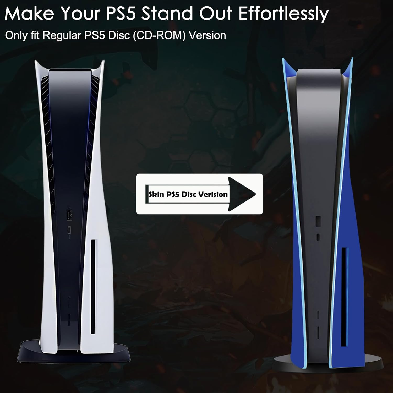 Replacement Skin Cover Shell for PS5 Digital Edition, Megadream Anti-Scratch Dustproof Protective Shell Cover Replacement Plate Shell for Sony PS5 Console Digital Edition - Blue image number 3