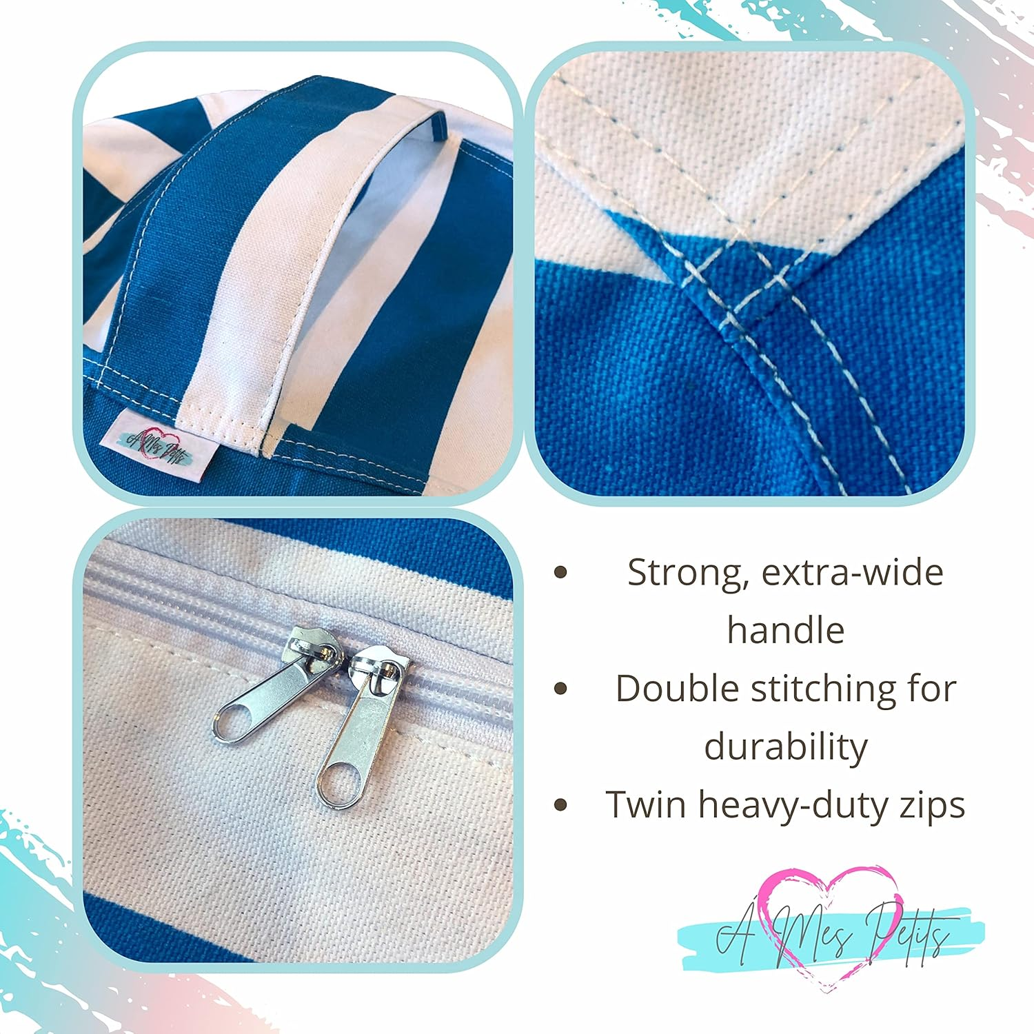 Kids Bean Bag Cover, Soft Toy Storage, Stuffed Animal Storage, Extra Large Bean Bag Chair - Fill W/ 200L to 300L Bean Bag Filling, Stuffed Toy Storage Organiser (Round Blue & White)