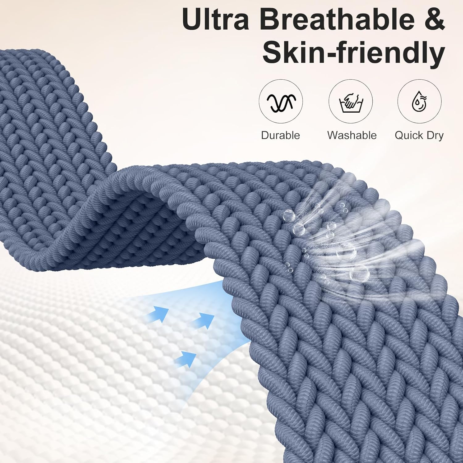 Getino Braided Stretchy Band Compatible with Fitbit Sense Band/Sense 2/Versa 4/ Versa 3 Bands Women Men, Soft Nylon Elastic Accessories, Strap for Fitbit Sense/Sense 2/ Versa 4/ Versa 3 Watch, Parent - Black image number 7