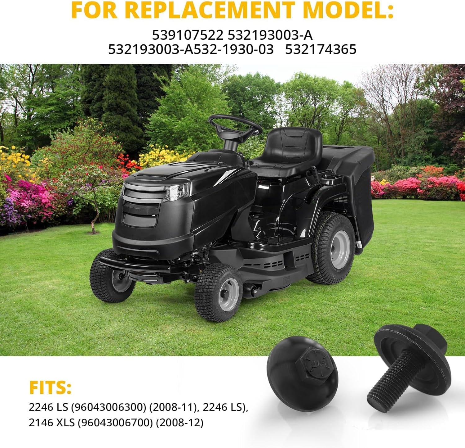3PCS Compatible with Hus-Qvarna A-YP Crafts-Man Lawn Mower 532-1930-03 14457 193003 174365 539107522 532174365 532193003-A,Blade Bolt & Washer 1-1/4" X 7/16"-20,Lawnmower Blades Hold Bolts,Black image number 5
