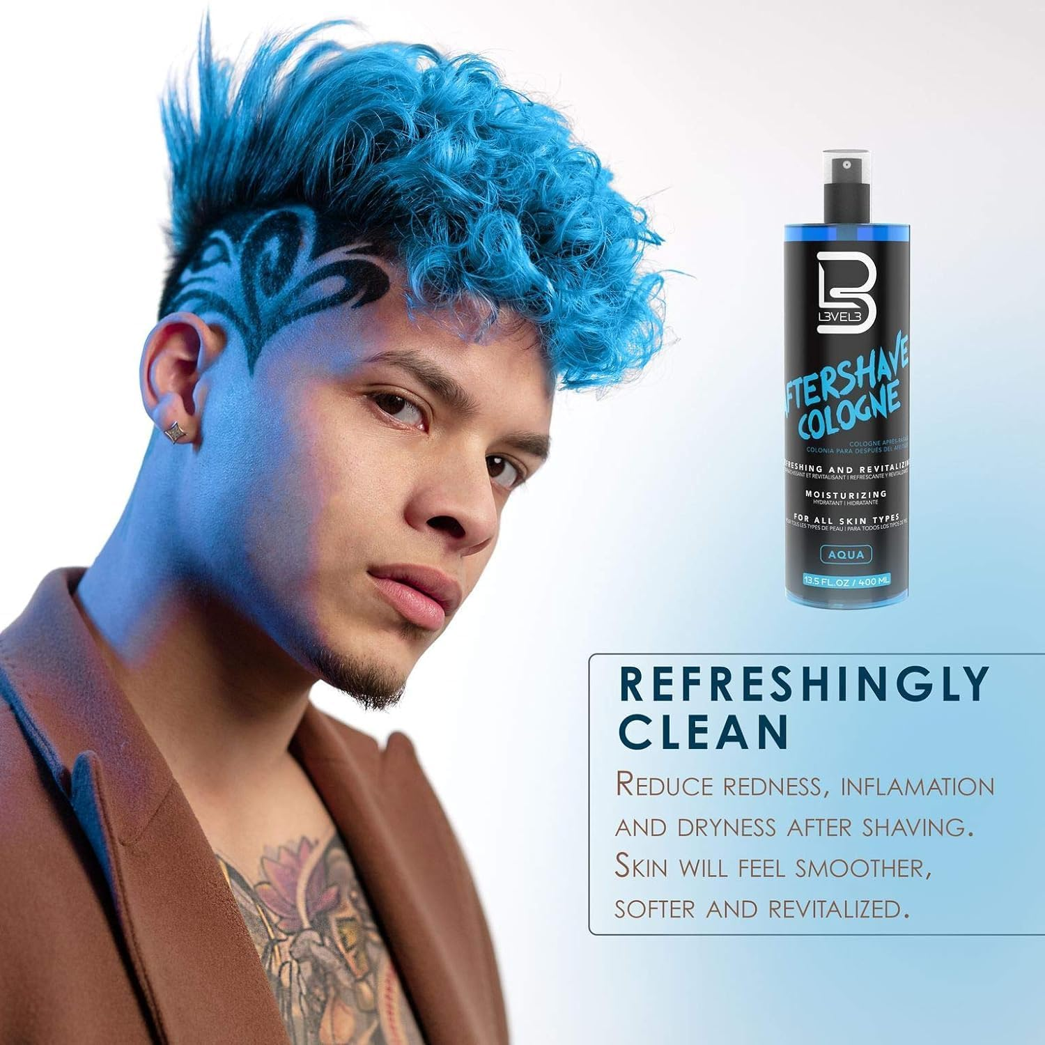 L3VEL3 Aftershave Cologne 400 Ml, Fresh