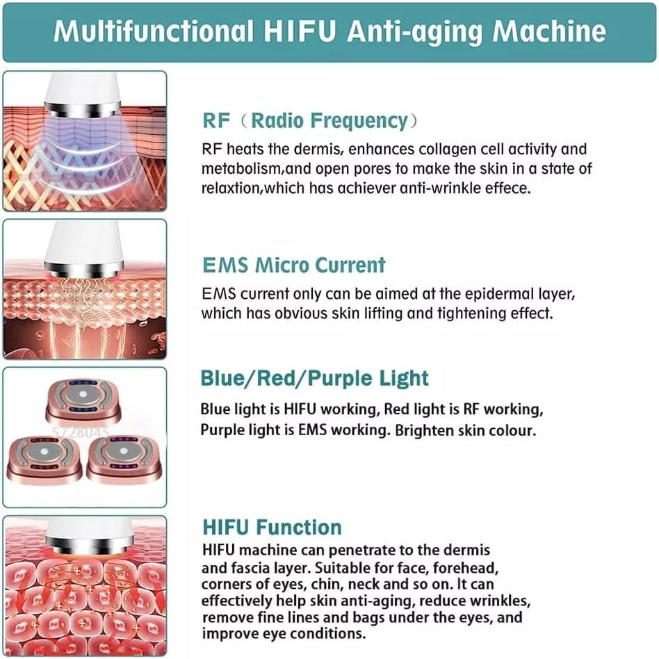 NEW Mini HIFU Machine Ultrasound Machine RF Fadiofrecuencia EMS Microcurrent Lift Firm Tightening Skin Wrinkle Skin Care Product (White)