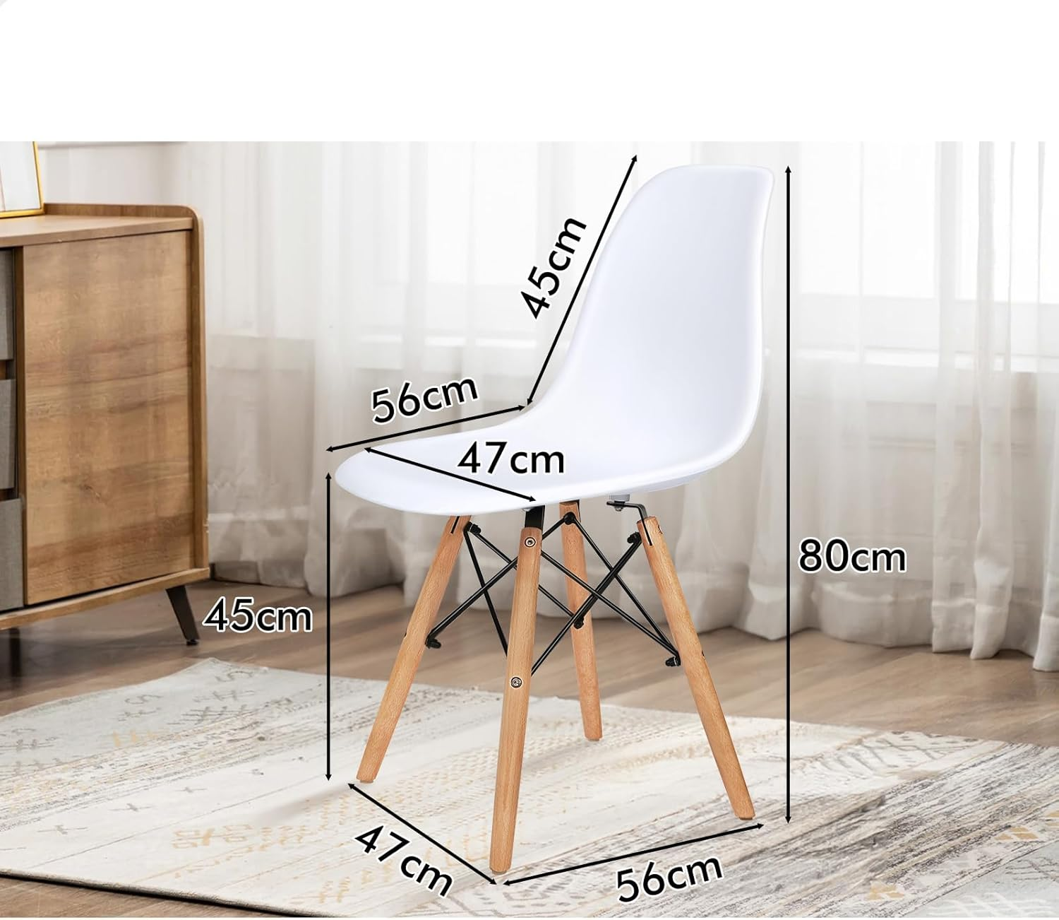ALFORDSON Dining Chairs Set of 4 with Solid Wood Legs, Kitchen Chair with Floor Protector, EM Series Reading Seating for Home Cafe Coffee Table, Max 150Kg, White - Brown Pu Leather image number 6