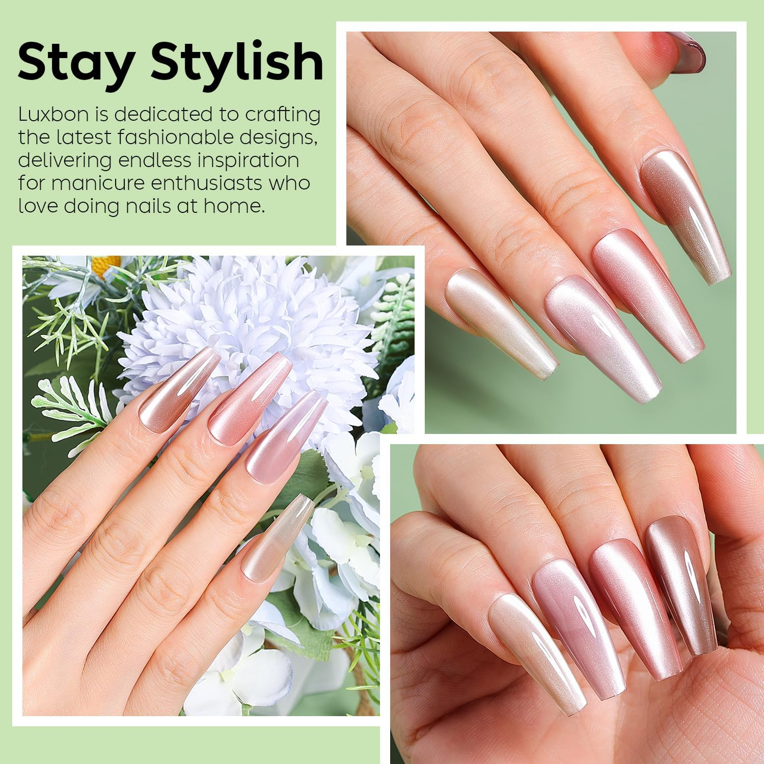 Luxbon 6 Pcs Cat Eye Magnetic Gel Nail Polish Set - Fall Colour Set Long Lasting Autumn Gel Polish, Uv Led Soak off Nail Art Designs Manicure Kit 026 image number 4