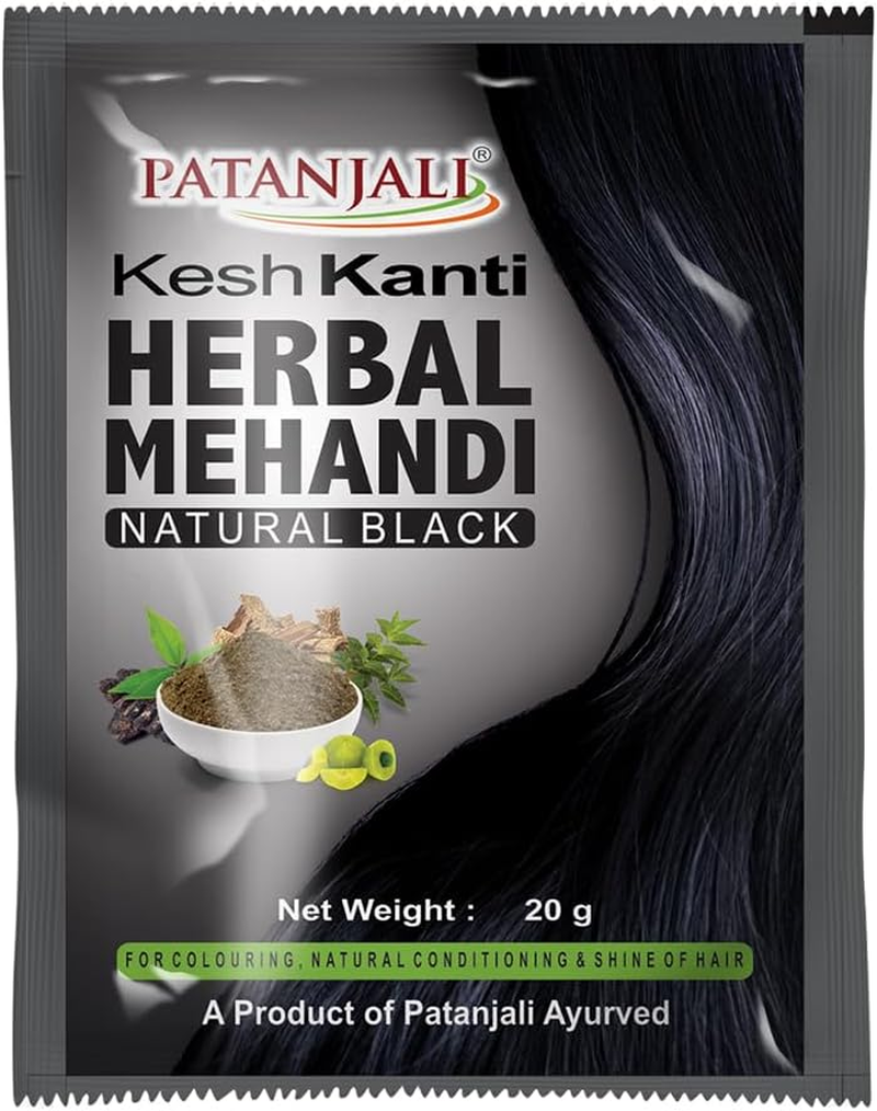 Patanjali Kesh Kanti Herbal Mehndi, 20G - Natural Black (Pack of 6)