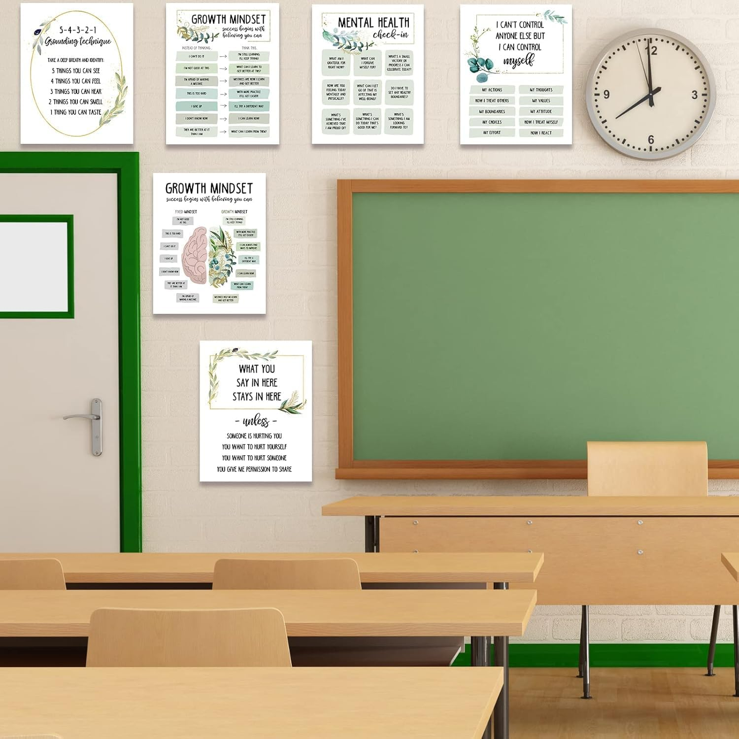 Growth Mindset Posters for Classroom Elementary-School Counselor Supplies Decor-Therapists Therapy Office Decor,Counseling Office Must Haves,Mental Health Inspirational Posters for Nursery Dorm Decor image number 3