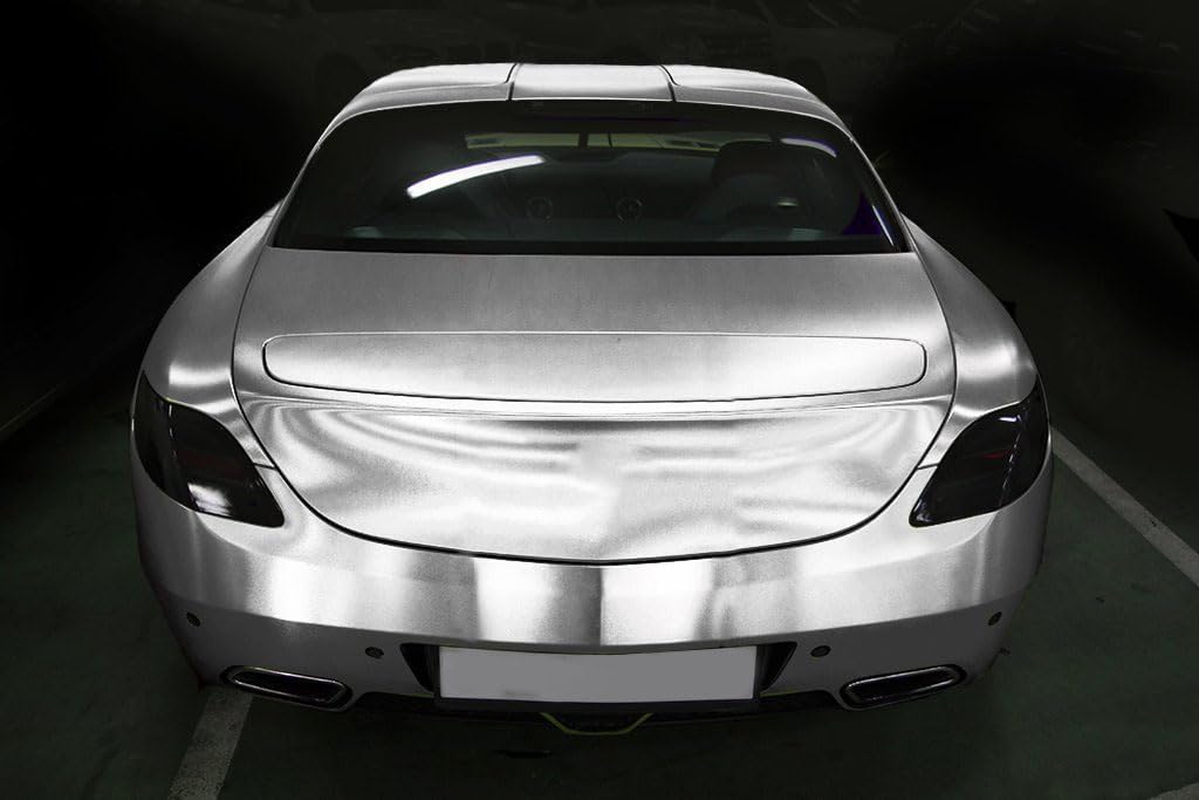 LZLRUN Brushed Metallic Steel Vinyl Wrap Roll with Air Release Technology DIY Styling Adhesive Decal Wrapping Car Accessories (Silver, 1Ft X 5Ft) image number 4