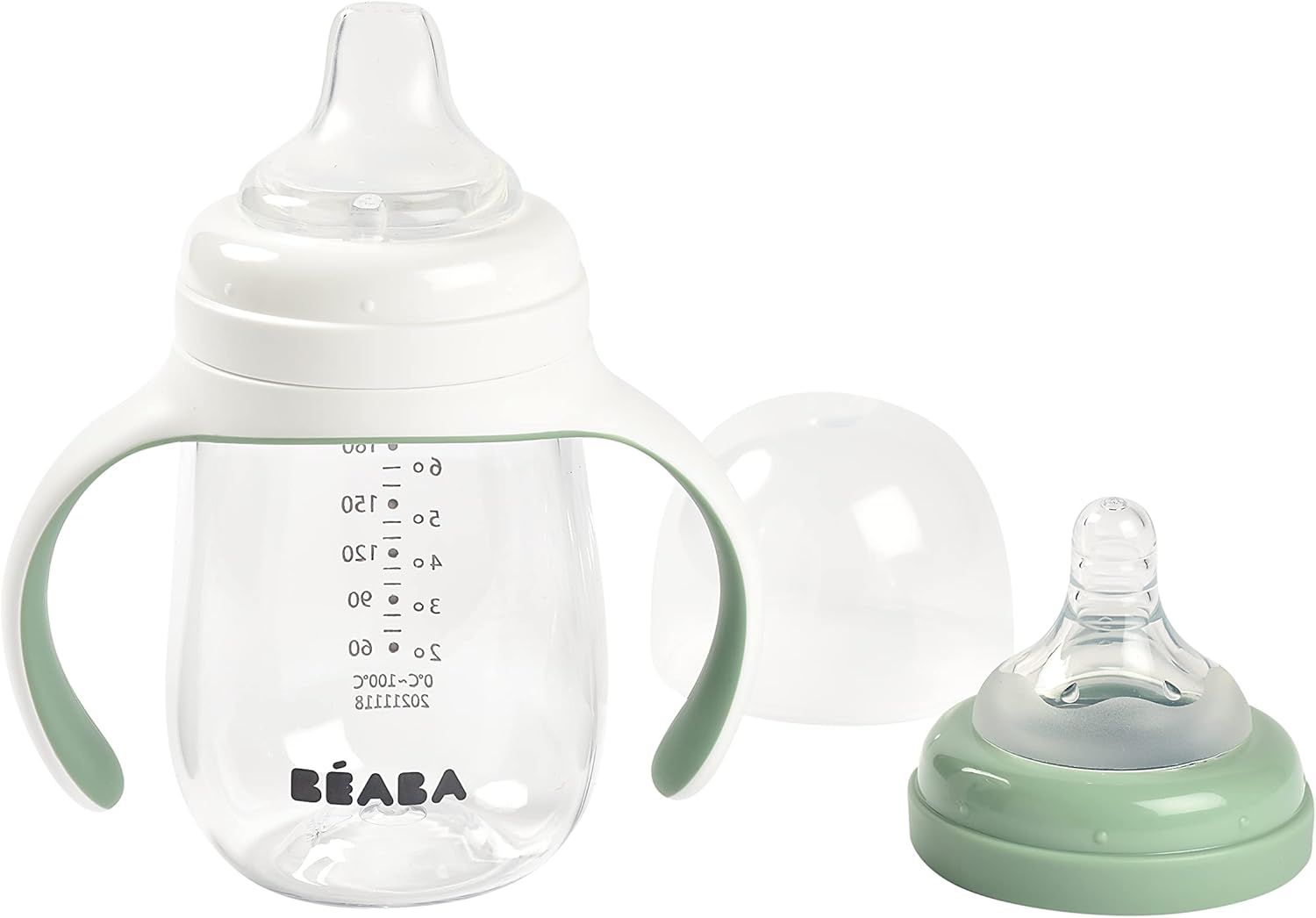 Beaba 2 in 1 Bottle to Sippy Learning Cup, Sage Green, 210 Ml Capacity image number 4