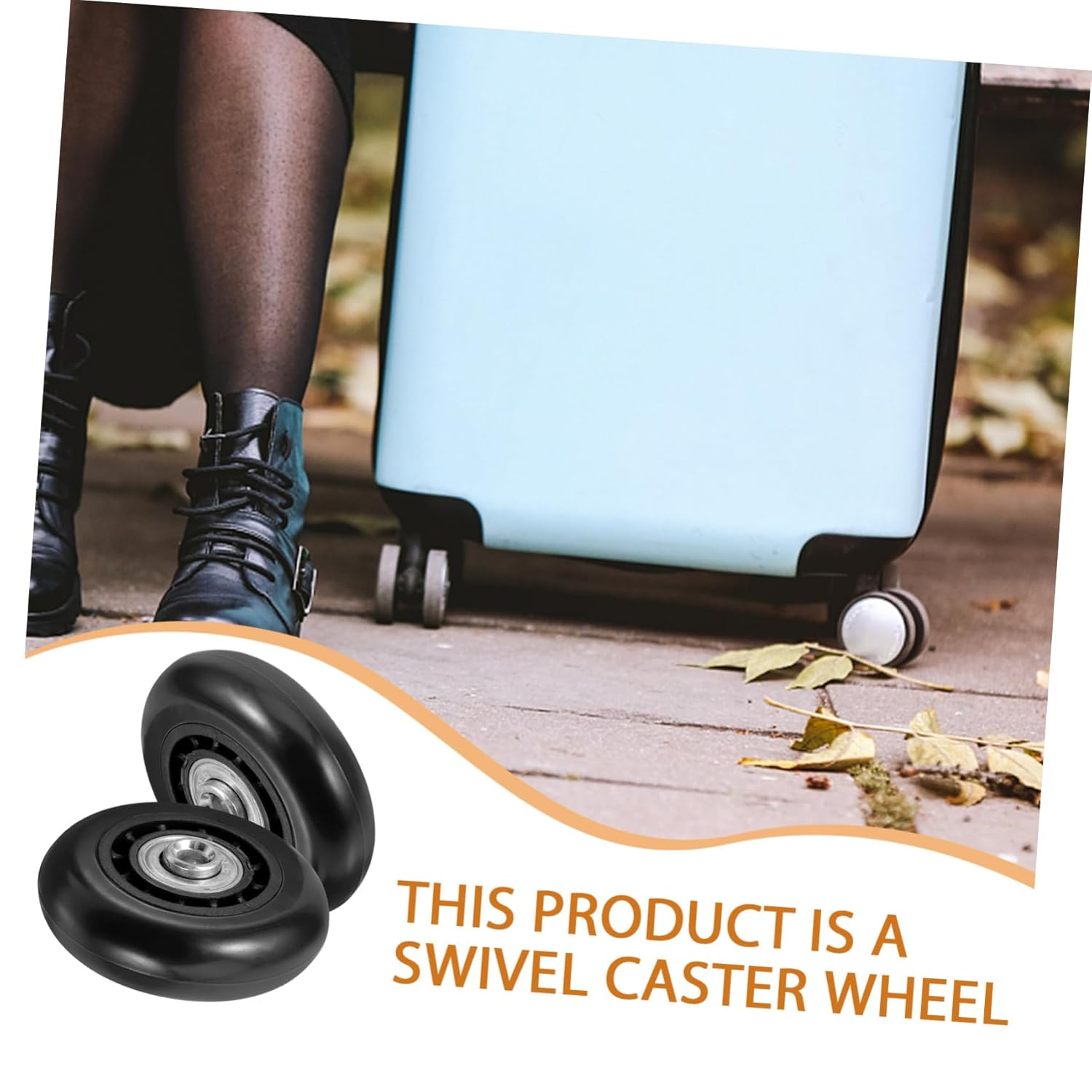 OKUMEYR 2Pcs Luggage Wheels Replacement Kit 60X23Mm Metal Bearing Swivel Caster Wheels for Suitcase Trolley Luggage Repair Accessories Universal Fit image number 6