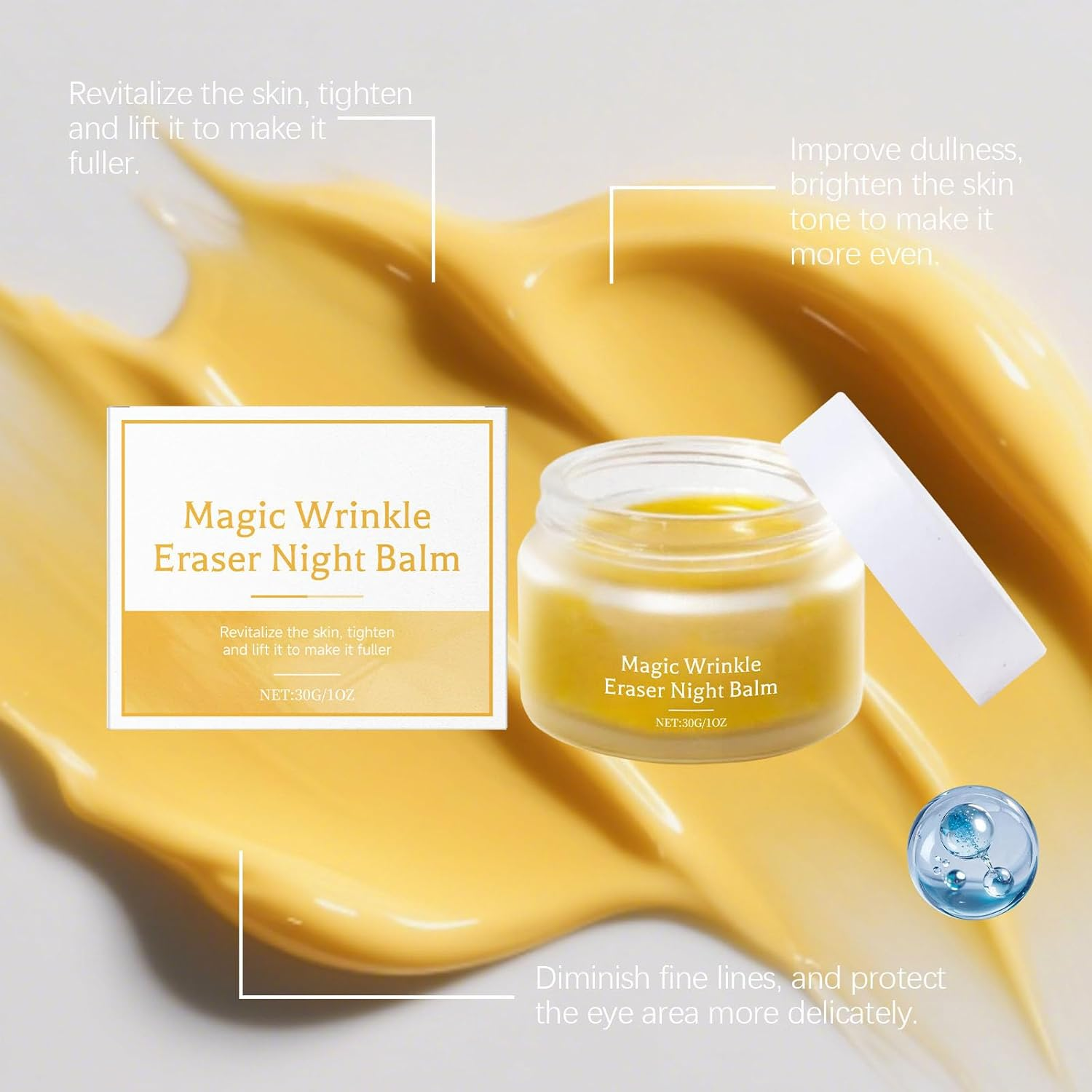 Mature Skin Magic Wrinkle Eraser Night Balm with Pomegranate Rosehip Squalane, anti Aging Night Cream, Hydrating, Moisturizer for Deep Wrinkles, Fine Lines and Dry Skin, Lightweight image number 1