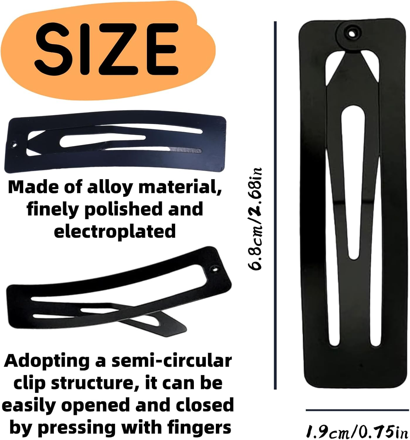 Kalione 4 PCS Black Hair Clips - Snap Hair Clips and Black Barrettes for Women, Minimalist Metal Stylish Hairs Accessories for Everyday Use and Special Occasions for Women and Teens image number 2