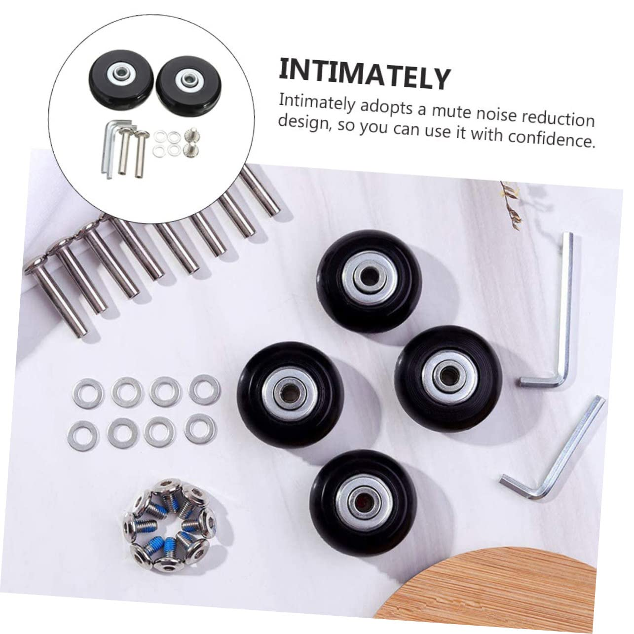 COLLBATH 41X18Mm Luggage Repair Wheels with Axle Wrench, Universal Wear-Resistant Rubber Suitcase Replacement Wheels for Travel Suitcases,