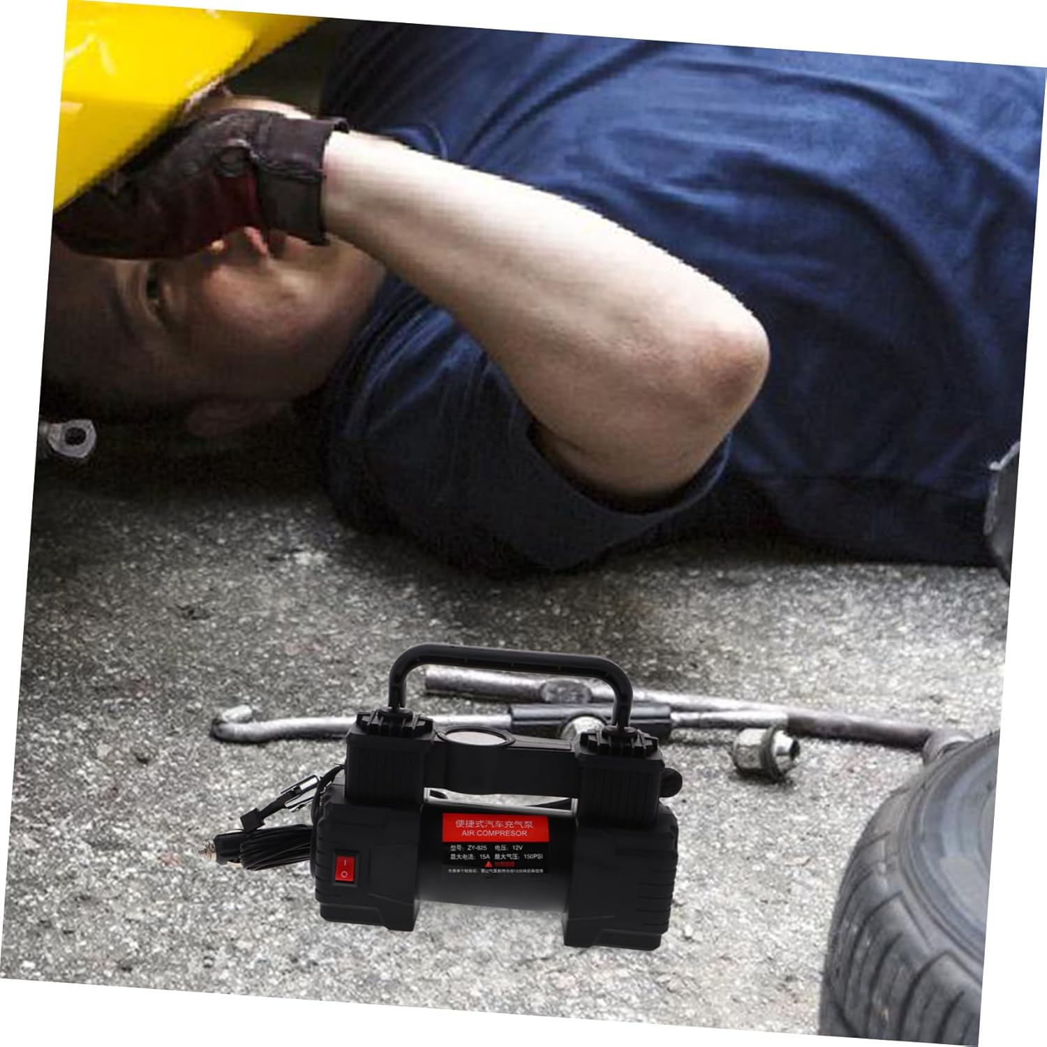 COMPUKAS Portable Car Air Pump Compact Tire Inflator Pressure Gauge for Quick Inflation of Automotive for Go Use image number 3