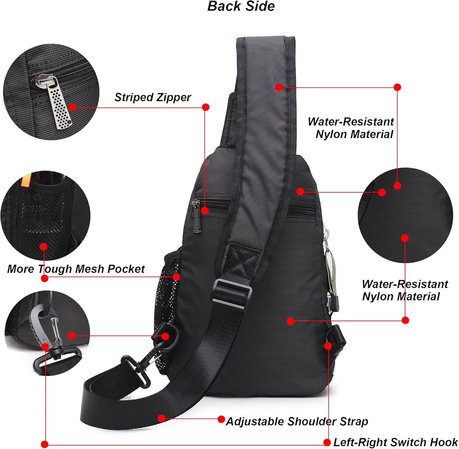 Nicgid Sling Bag Chest Shoulder Backpack Shoulder Bags for Ipad Tablet Outdoor Hiking Men Women - Dark Green image number 7