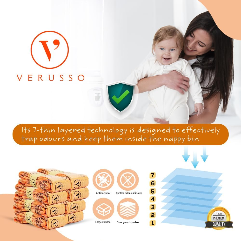 8-Pack Nappy Bin Refill Bags Compatible with Tommee Tippee Twist & Click Cassette, 30% Longer than Others, Recyclable, Odour and Germ Protection, Newborn Baby Diaper Pail Liner image number 2