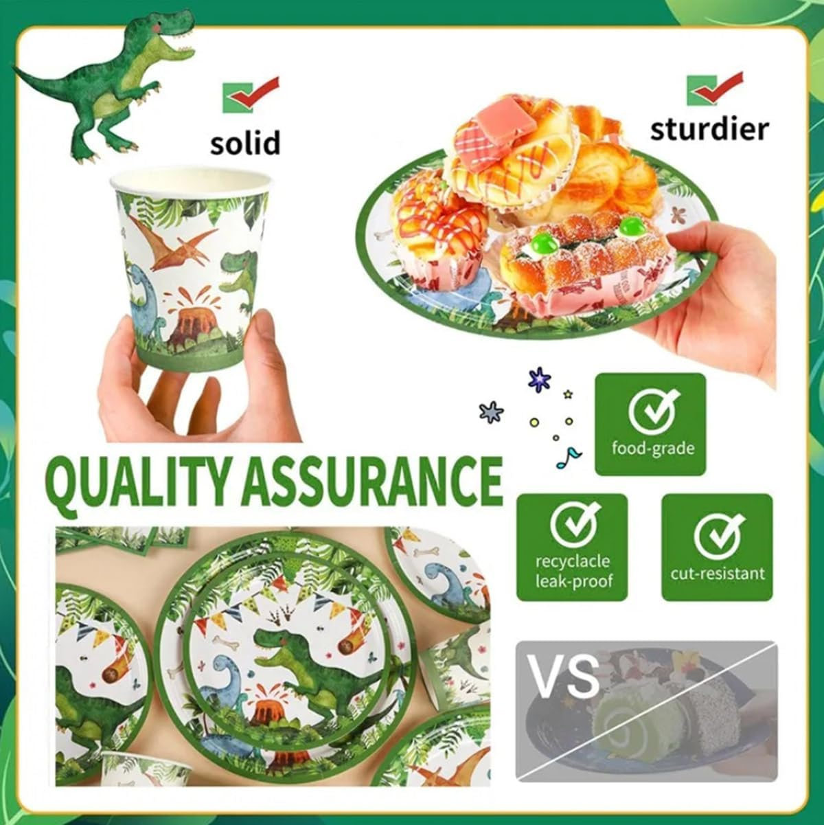 Dinosaur Disposable Tableware Set Roar Dino Tablecloth Plates Cups and Napkins for Birthday Party Decorations image number 3