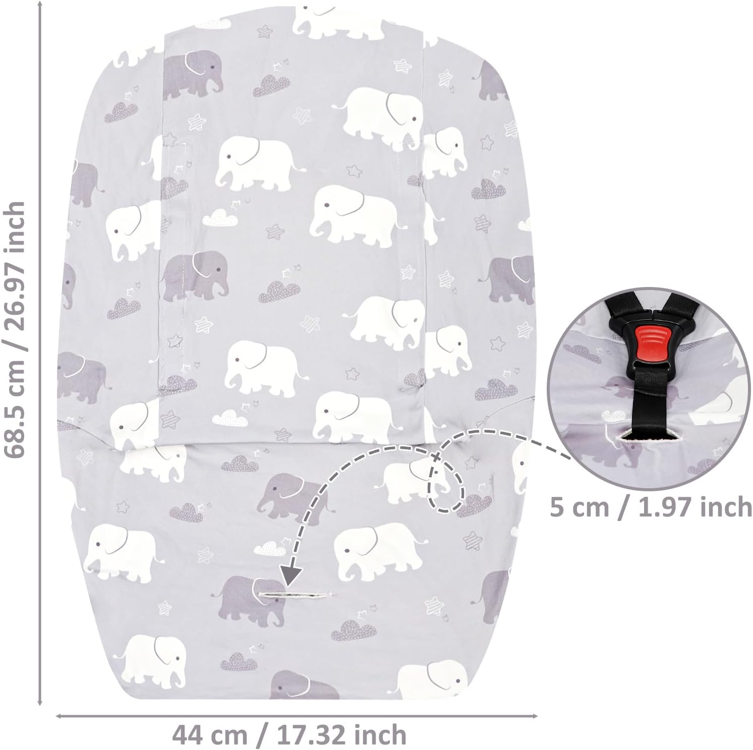 Baby Car Seat Cover Liner, Infant Carseat Cover Liner and Protection for Boys Girls, Universal Fit Car Seat Protective Cover,Soft & Comfortable,Machine Washable,Gray Elephant - Gray Elephant image number 4