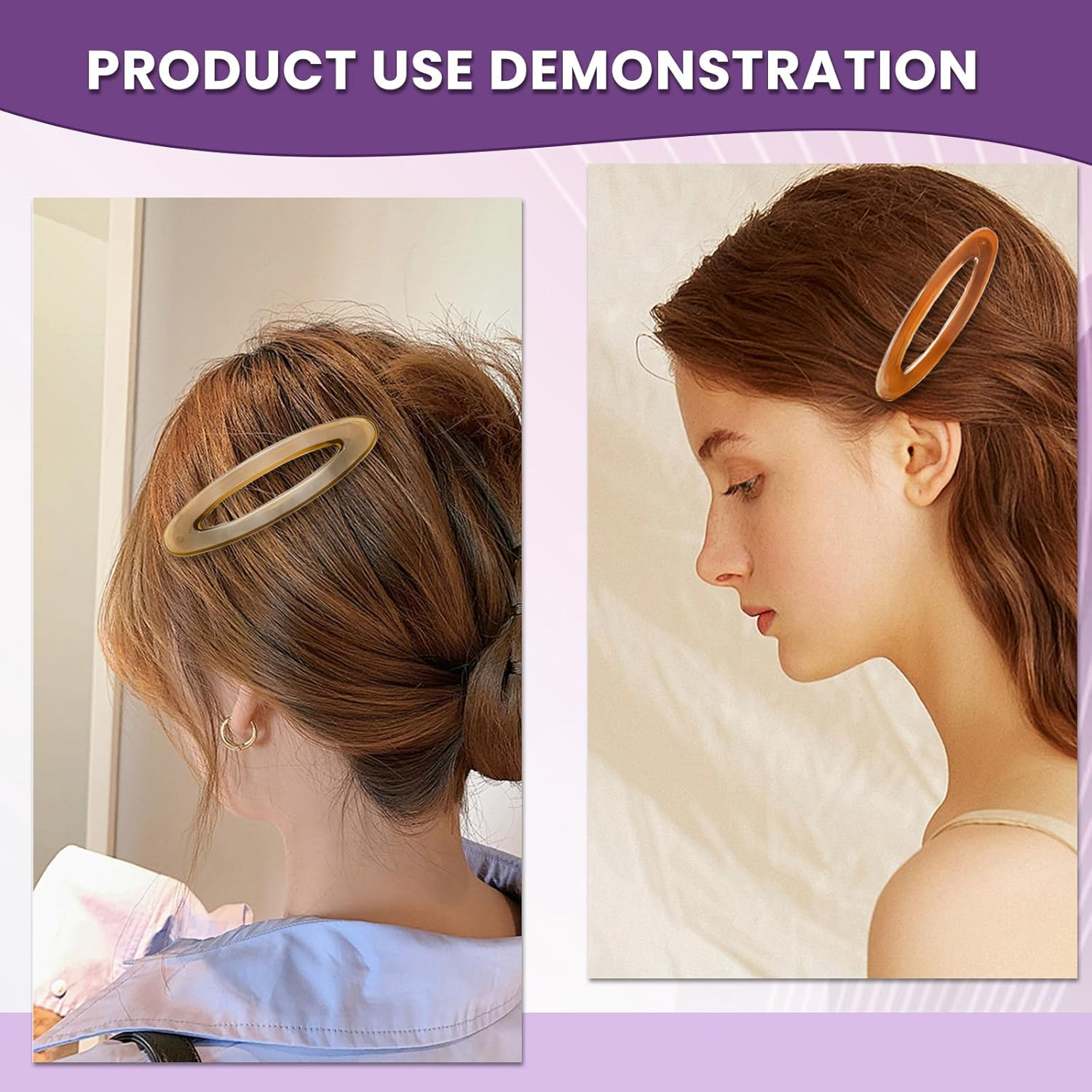 14 Pcs Oval Snap Hair Clips Non-Slip Large Snap Hair Clips Matte Glossy Snap Hair Clips Oval Hair Barrette Hair Accessories for Thick Thin Fine Hair Women Girls (3.5Inch) image number 4