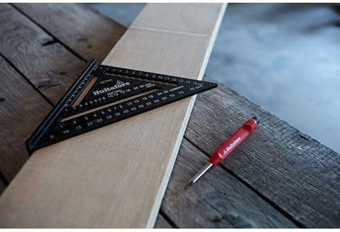 5-In-1 Stop Triangle 180 Mm I Hultafors I Carpenter'S Square CNC Milled Aluminium I Carpenter'S Square for Marking, Measuring & Drawing I Includes Conversion Chart I 257010 image number 4