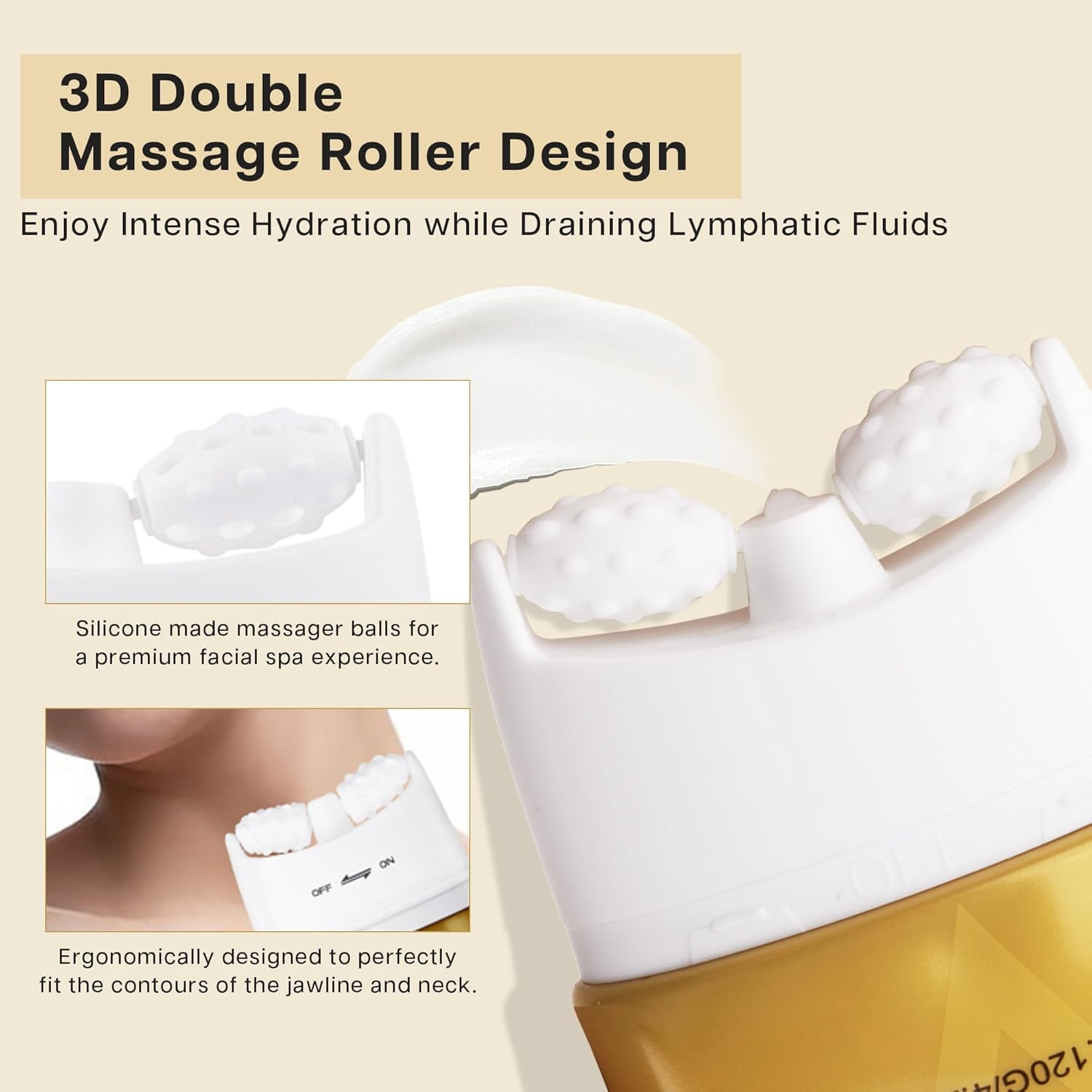 VRAIKO HOYGI AH-8 Firming Neck Cream, 2-In-1 Guasha Neck Moisturizer with Roller Applicator, for Saggy Skin, Double Chin, Face Lifting, 4.23 Oz image number 3