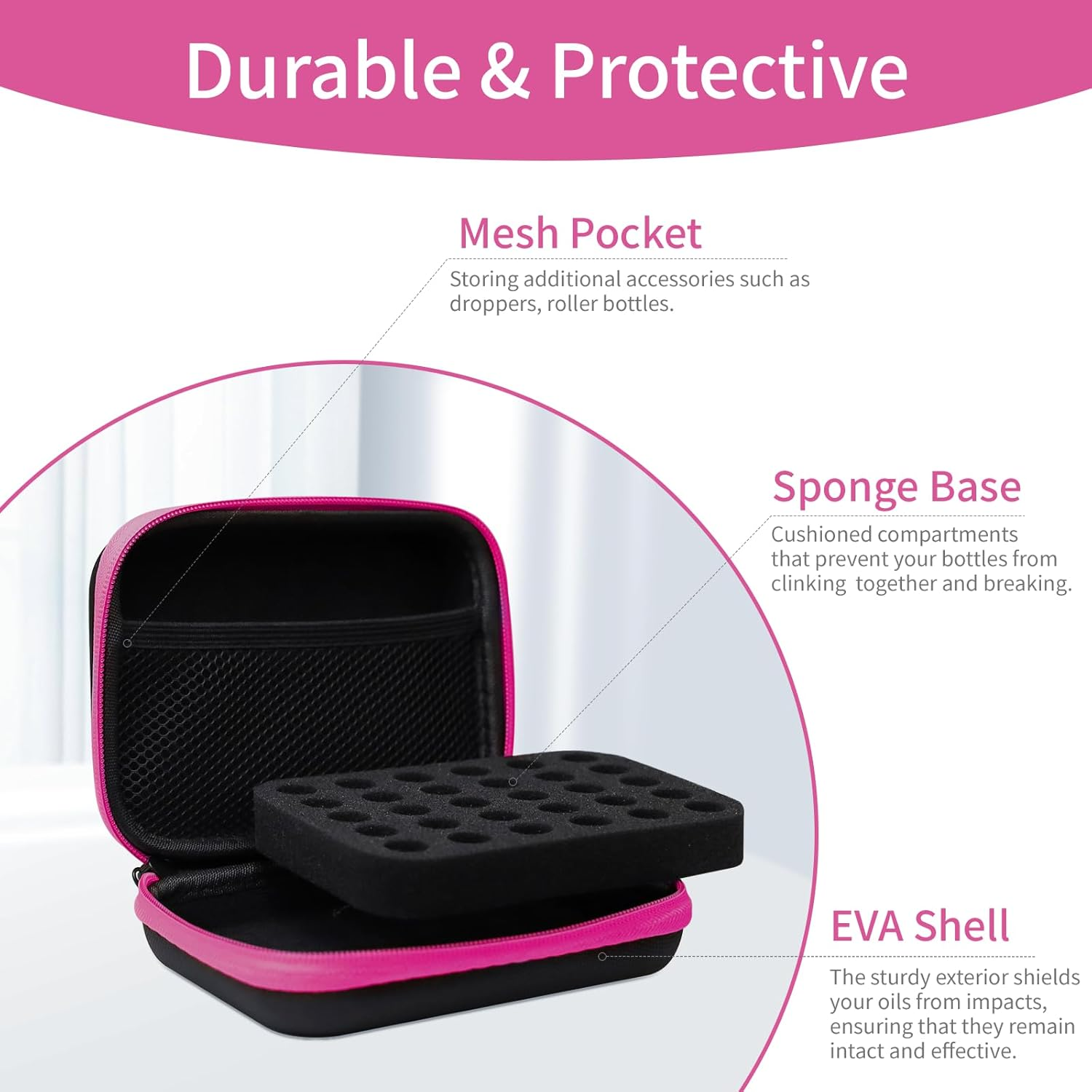 ZORETCO Essential Oil Storage Holder Organizer Carrying Case, Essential Oils Box Holds 30 Bottles 1Ml- 3Ml Bottle Travel Storage Organizer Bag for Doterra & Young Living (Box Only) image number 4