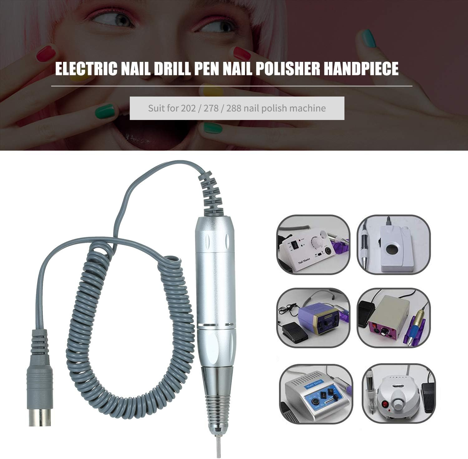 Professional Electric Nail Art Drill Handle File Polish Grind Machine Handpiece Manicure Pedicure Art Accessories Sliver - Silver image number 6