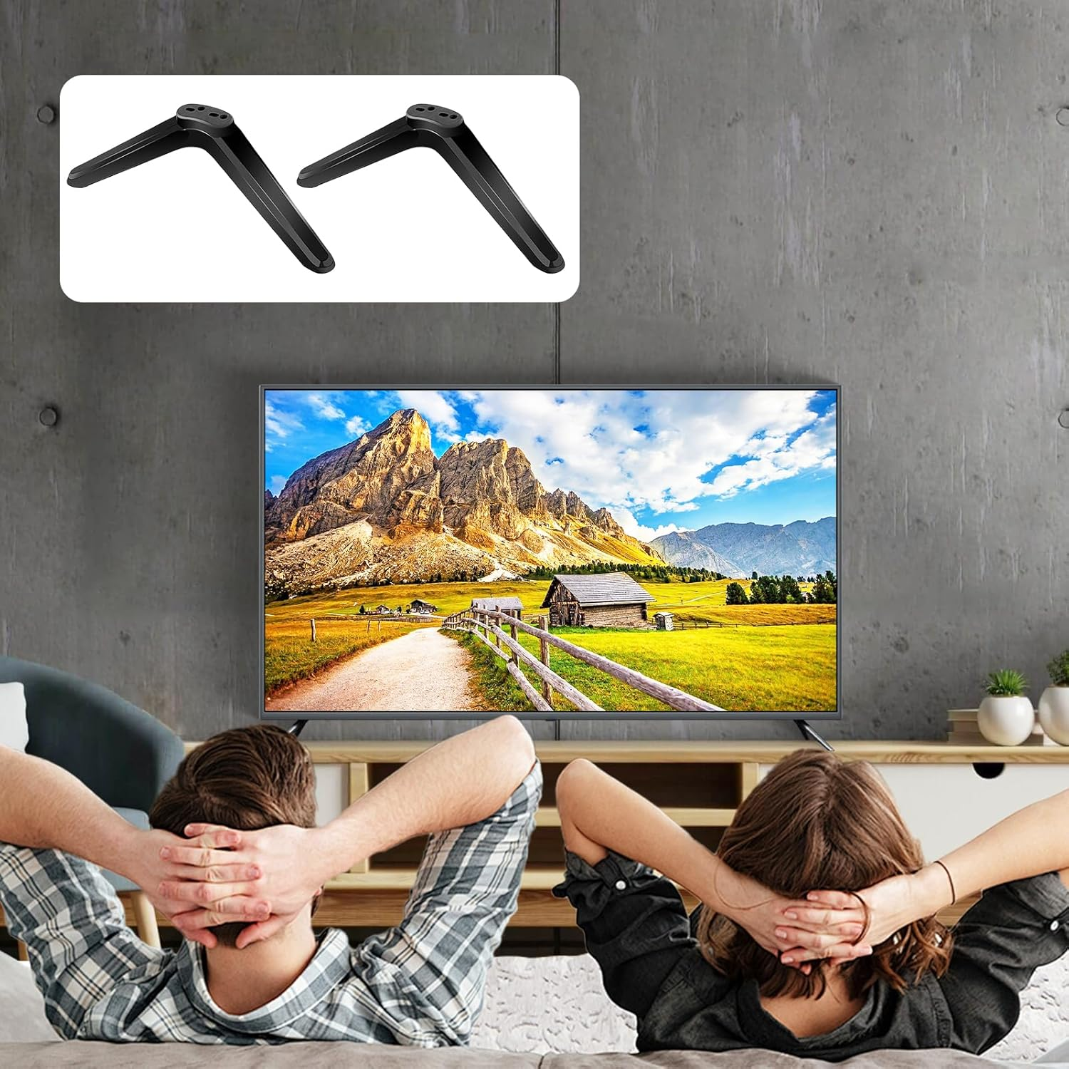 TV Pedestal Feet, Universal TV Stand Legs, Universal TV Base Pedestal Feet with Screws, Replacement Tv Stand for Most TCL Roku TV 32 40 49 50 55 Inch with Mounting Hole Distance from 2Cm-5Cm image number 3