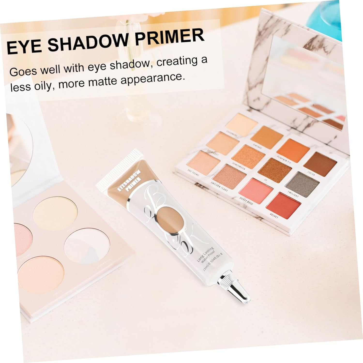 MUSISALY Eye Shadow Primer Cream Makeup Base for 24 Hour Wear Liquid Formula for Concealing Eyelid Veins and Matte Finish image number 1