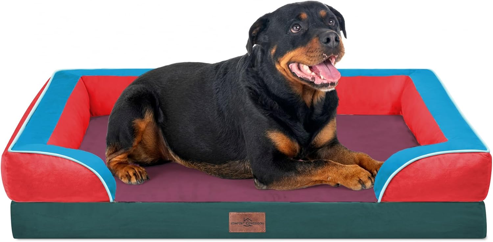 Comfort Expression Dog Bed for Extra Large Dogs, Waterproof Orthopedic Bed, Breed Durable PV Washable Sofa White, with Removable Cover Zipper, Jumbo-45''X35'' - 45.0"L X 35.0"W X 8.5"Th, San Francisco