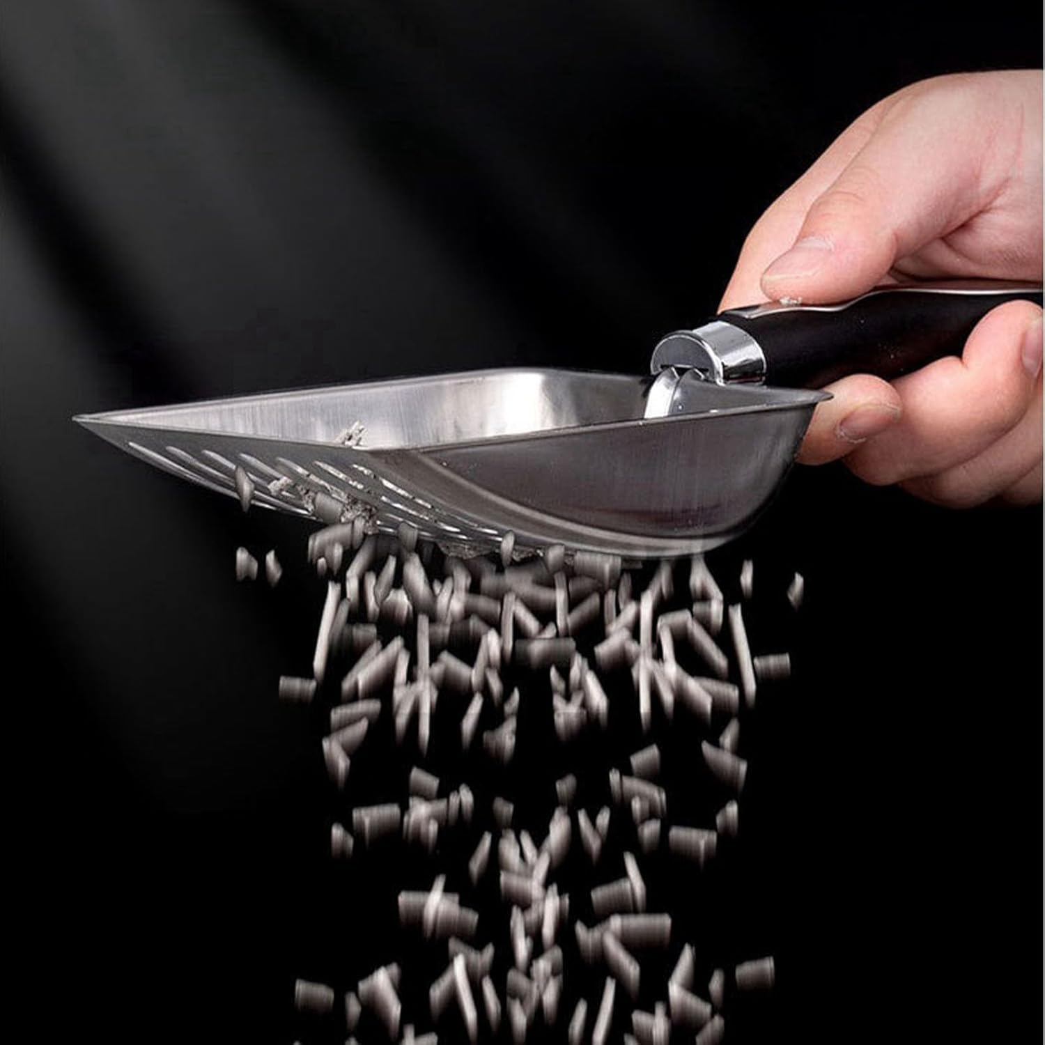 Cat Litter Scoop，Stainless Steel Scooper，Long Handle，Easy to Clean (Black) image number 3