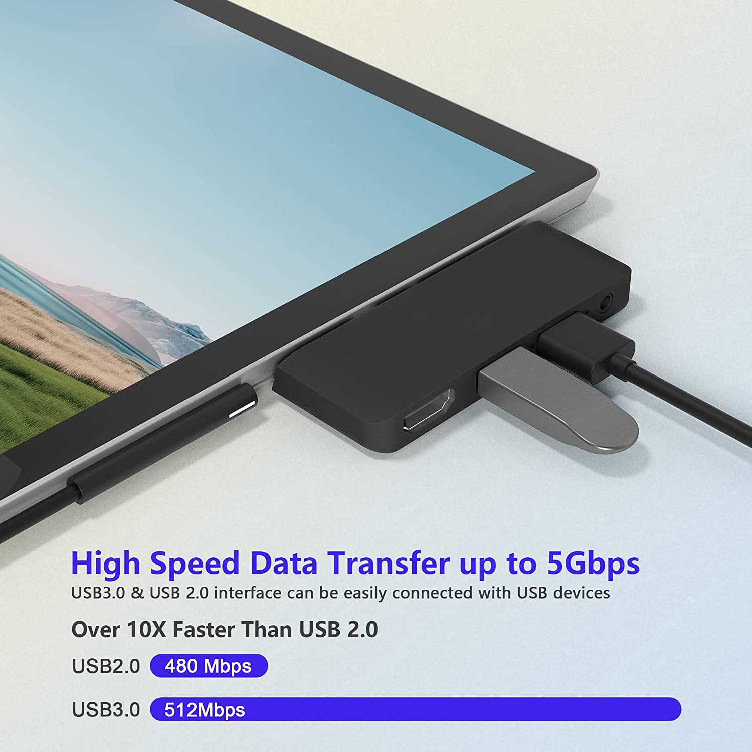 Surface Go 3 Docking Station, 4 in 1 Microsoft Surface Go Accessories with 4K HDMI + USB3.0 Hub + 3.5Mm Audio, USB Adapter for Surface Go/Go 2/Go 3 image number 1