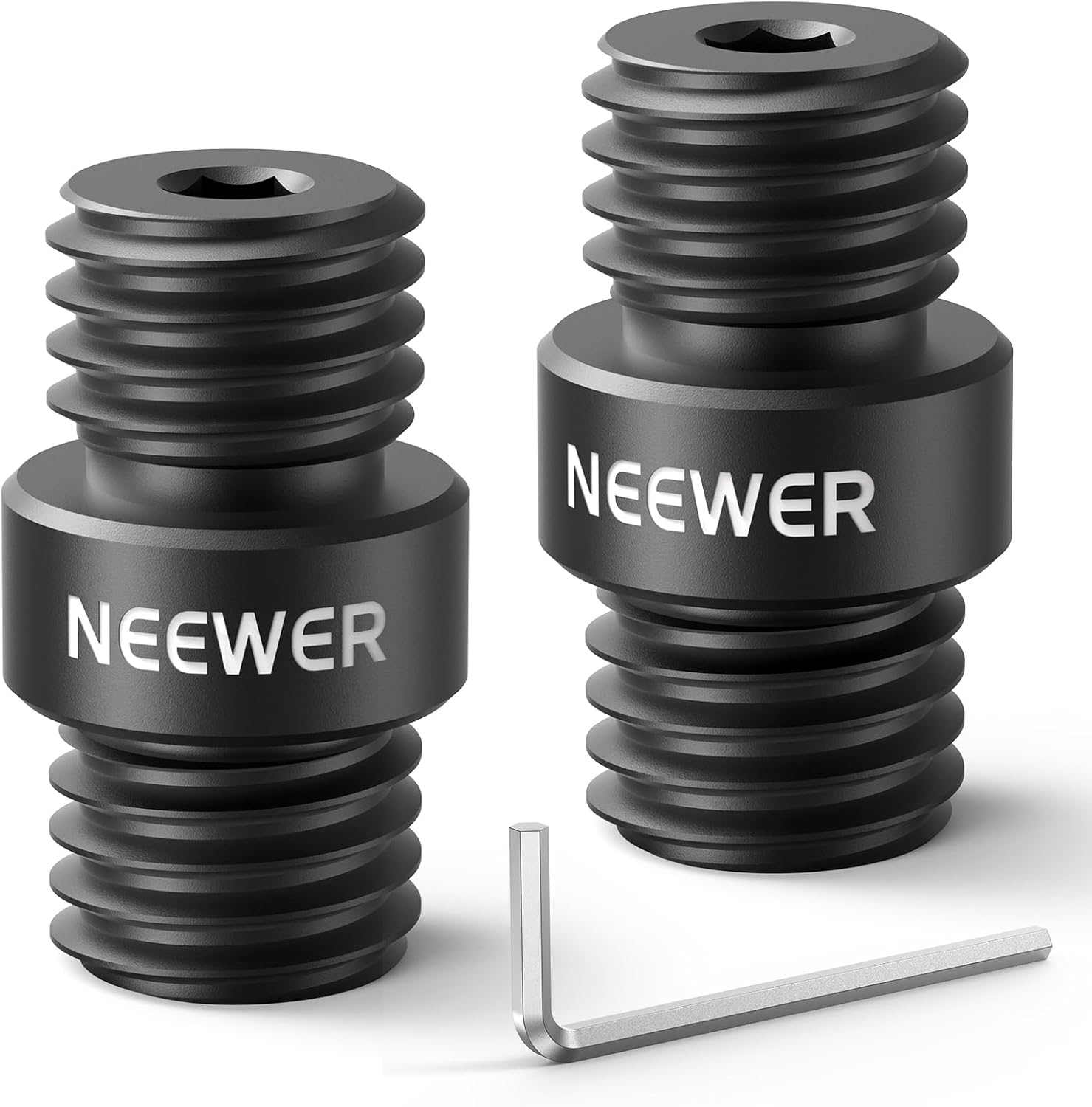 NEEWER 15Mm Rod Connector, 2 Pack, M12X1.5, Black, Compatible with NEEWER Aluminium Alloy 15Mm Rods & LWS Shoulder Rests, Camera Support Rod Connector