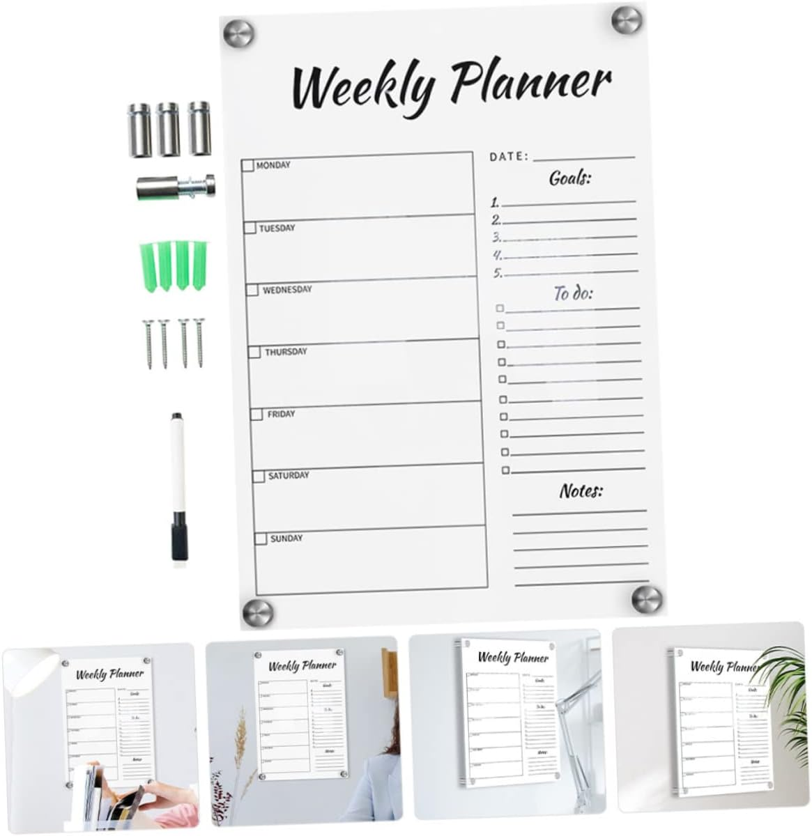 HOODANCOS 1 Message Writing Board Whiteboard Calendar Clear Magnets Handwritten Memo Board Desk Whiteboard Creative Message Board Acrylic Office Whiteboard Eraser Menu Board image number 2