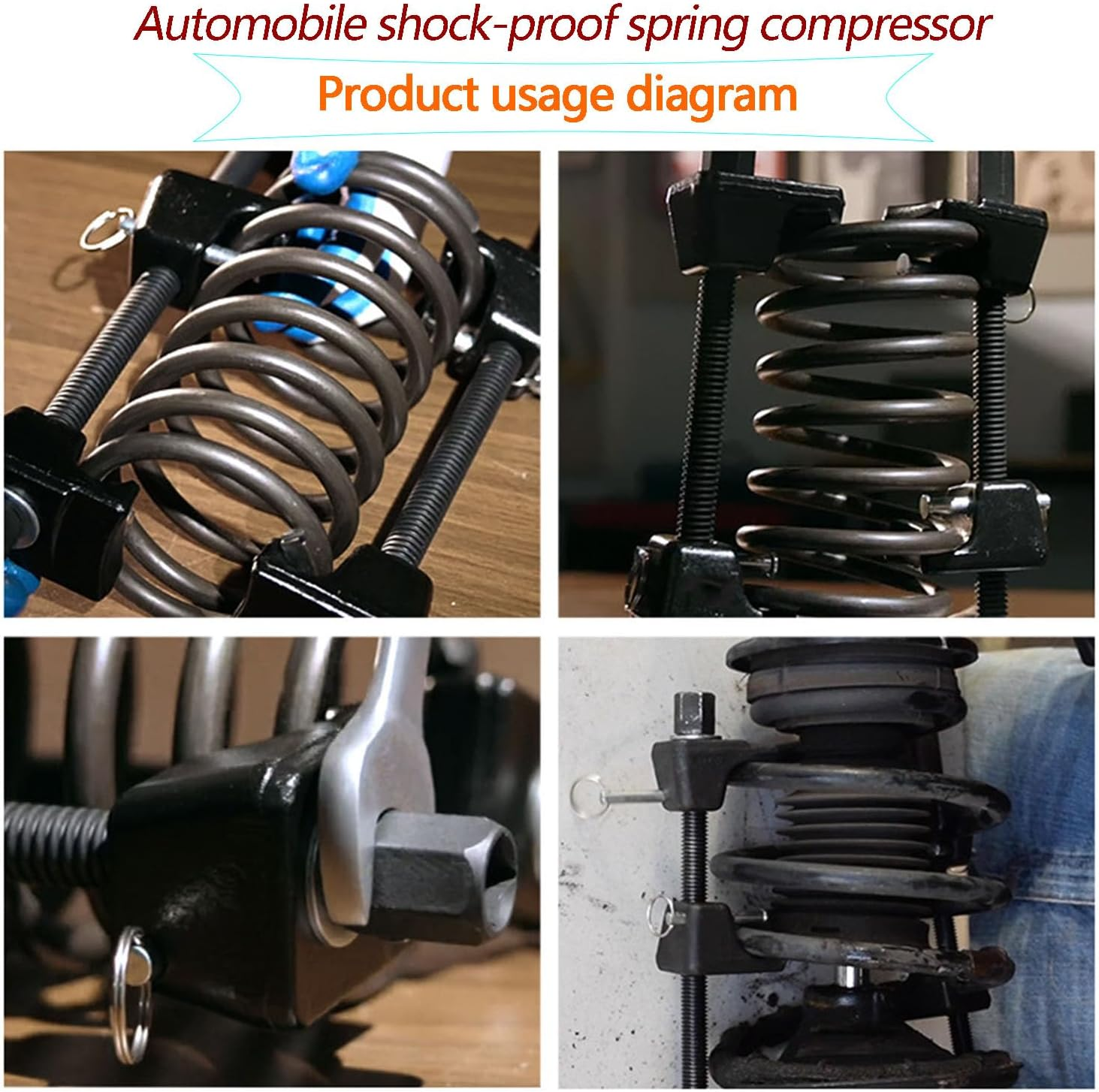 Coil Spring Compressor Tool Kit, 2-Pack Mcpherson Strut Spring Compressor Set with Heat-Treated Hooks, 1/2" Square Drive & 22Mm Hex Compatible, for Shock Absorber & Strut Replacement Tool image number 3