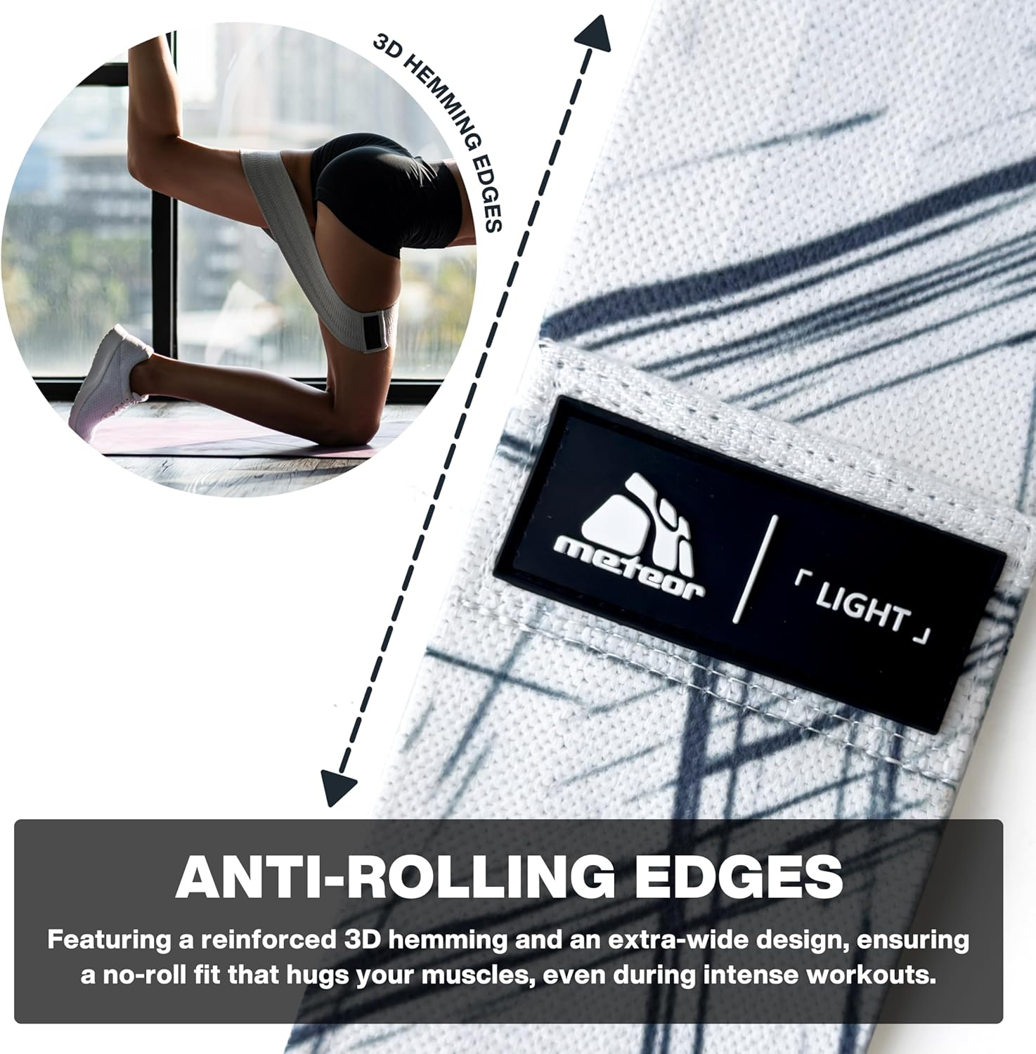 Meteor Non-Slip Resistance Bands - Fabric Booty Bands for Exercise & Fitness - Durable Hip and Squat Bands with Varying Resistance Levels for Strength Training image number 2