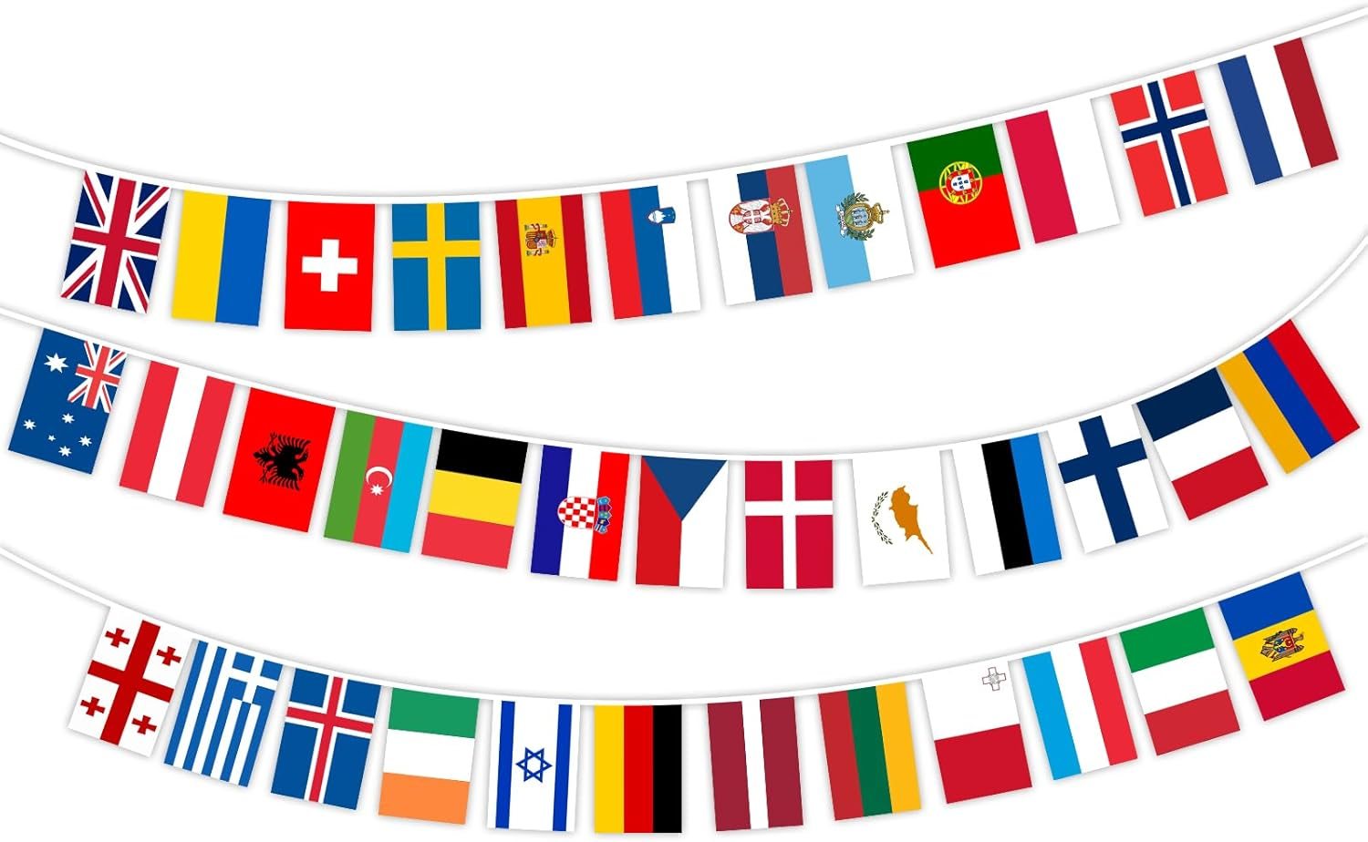 Eurovision Party Decorations Bunting Banner - 10M Eurovision 2025 37 European Flags Bunting 2025 Eurovision Song Contest Decorations for Indoor Outdoor Garden Bar Restaurant,Eurovision Party Supplies image number 2
