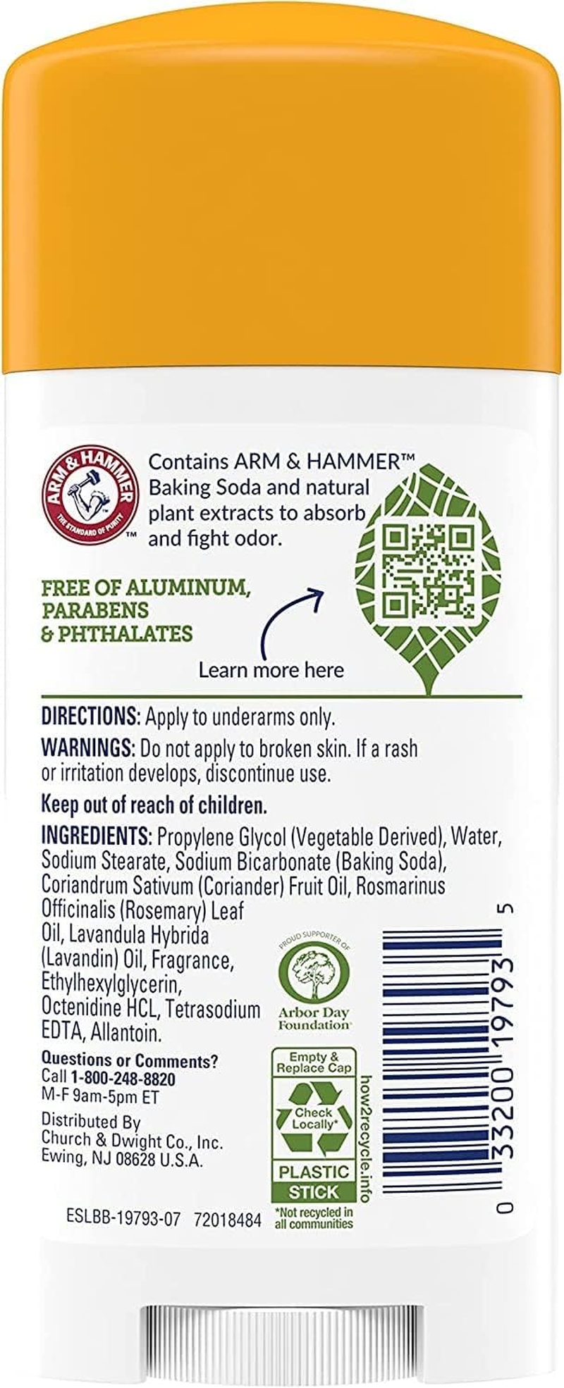 ARM & HAMMER Essentials Natural Deodorant Fresh 2.50 Oz (Pack of 3) image number 5